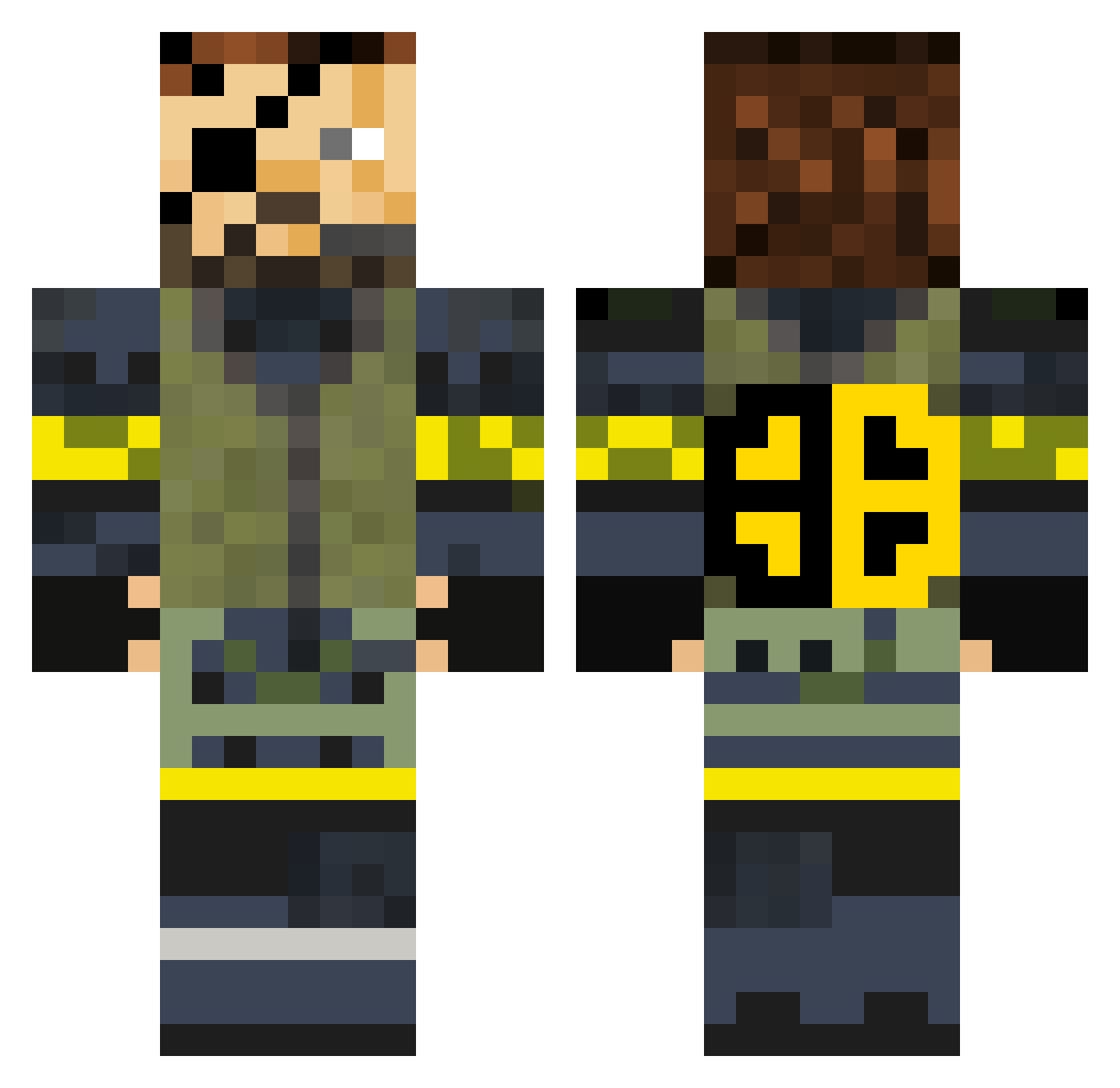 Fribble Minecraft skin, front and back view