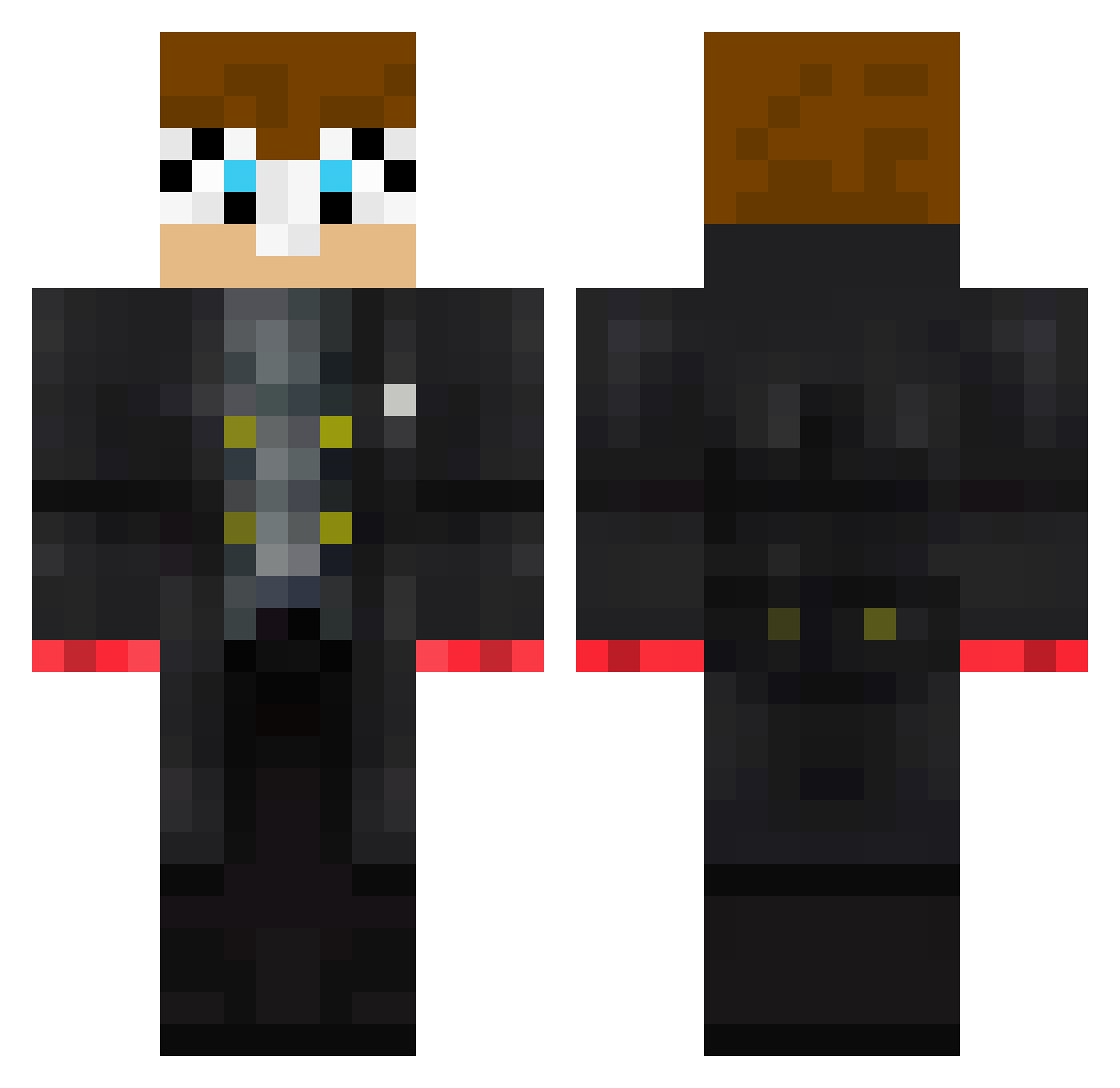 ClumsySquirrel Minecraft skin, front and back view
