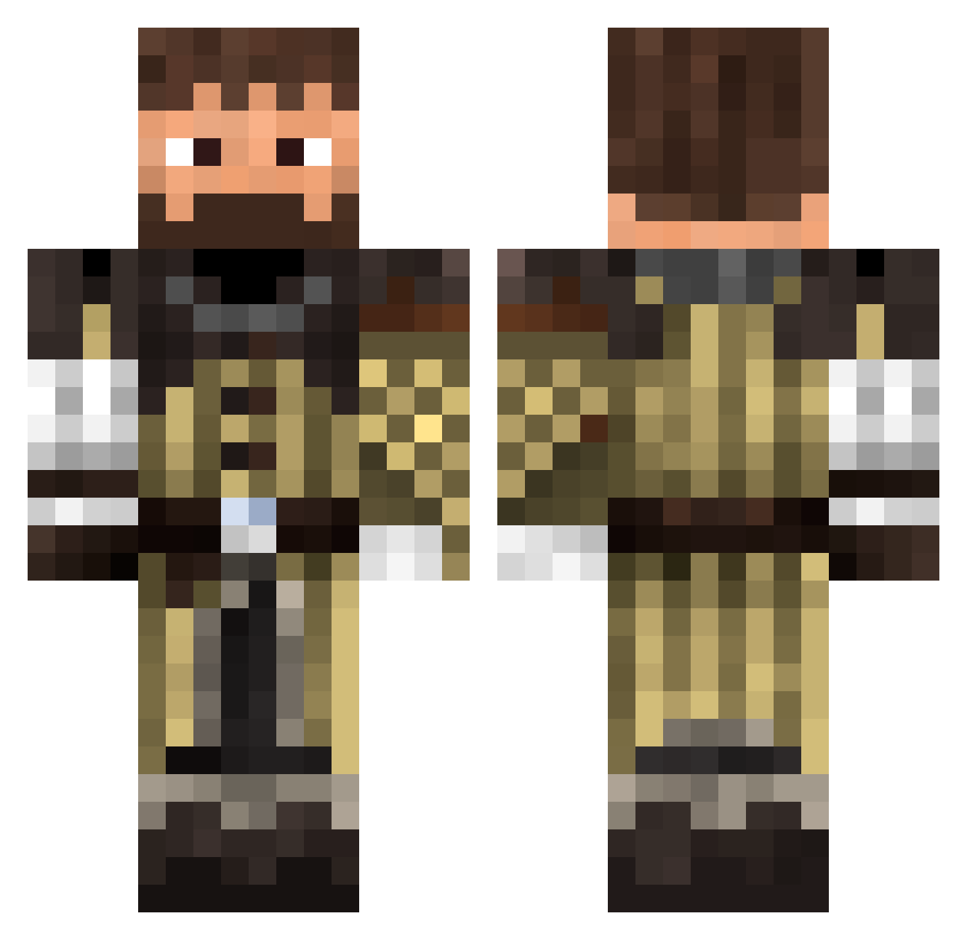 Synth3al Minecraft skin, front and back view