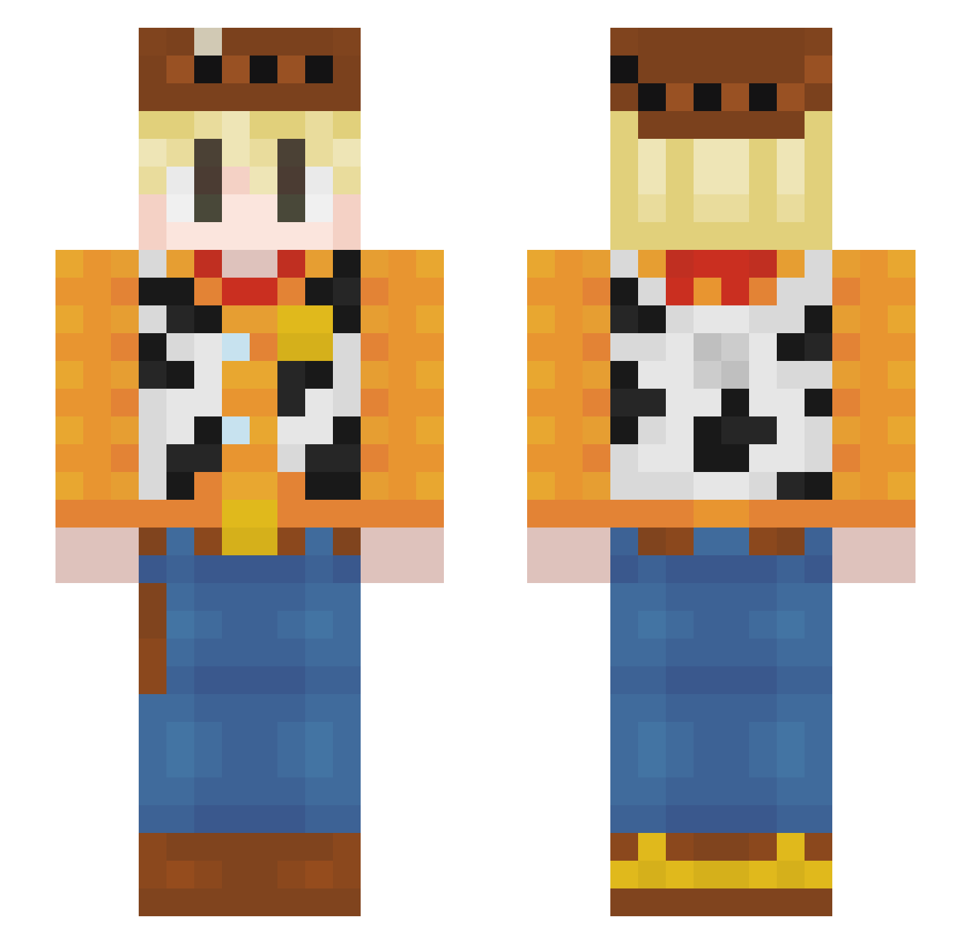 Kamykmcpl Minecraft skin, front and back view