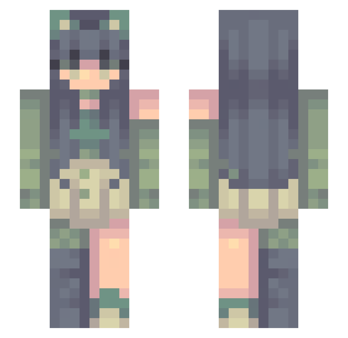 xoechu Minecraft skin, front and back view