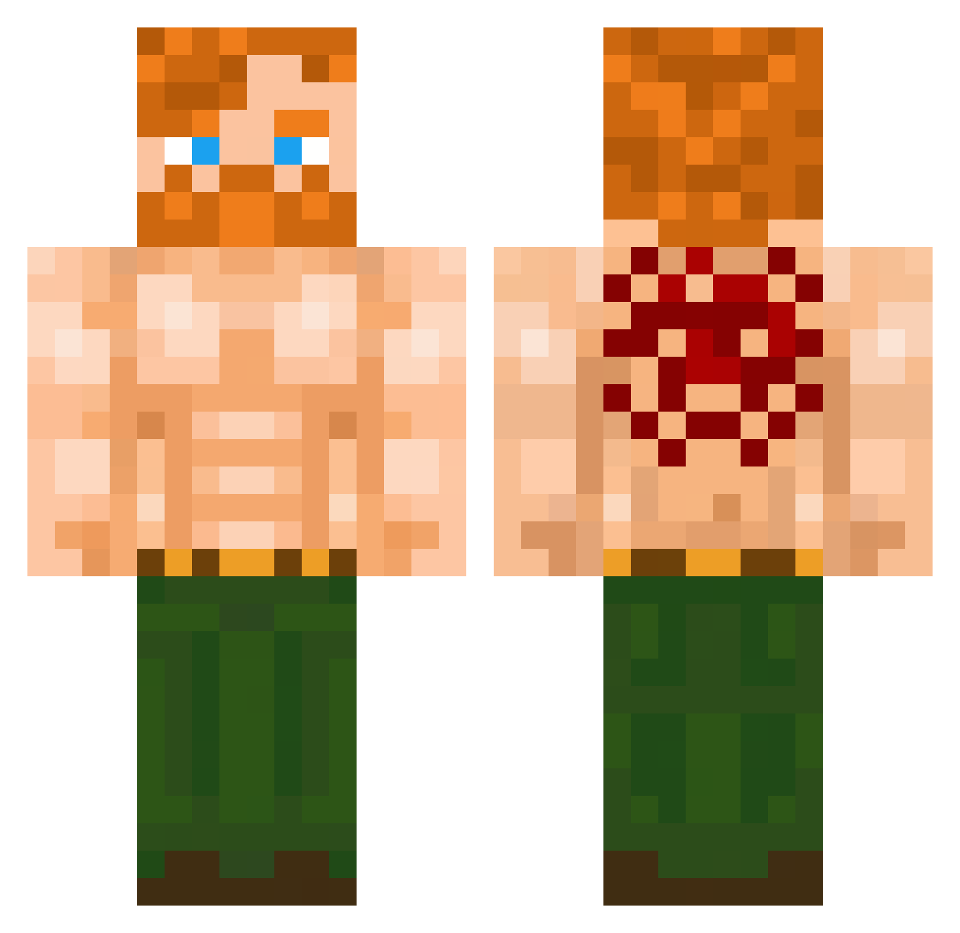Barhop Minecraft skin, front and back view