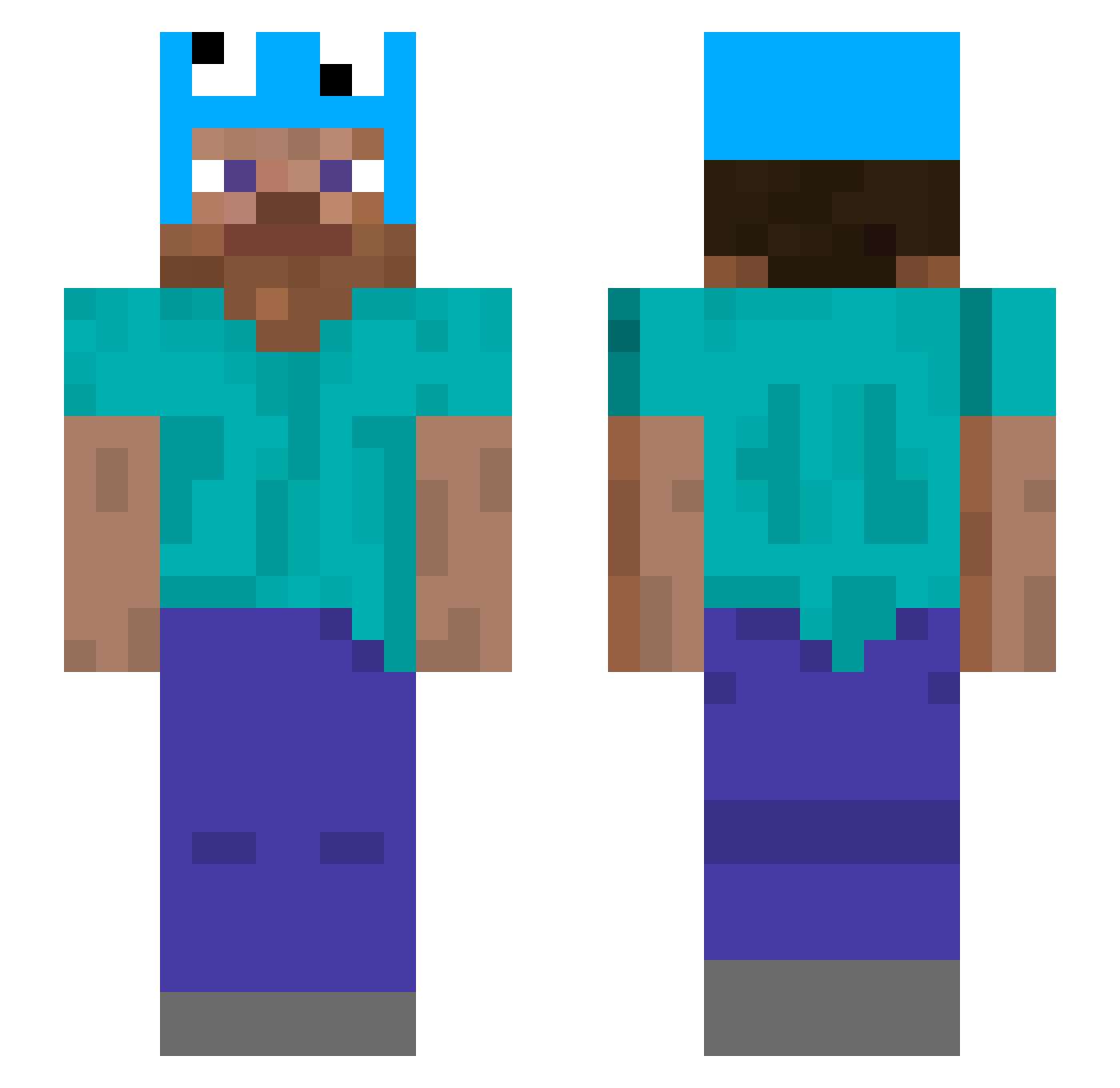yeruzu Minecraft skin, front and back view