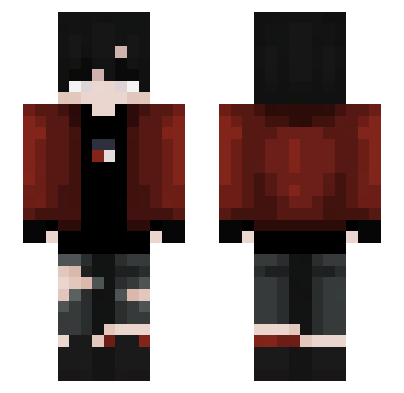 Qriptic Minecraft skin, front and back view