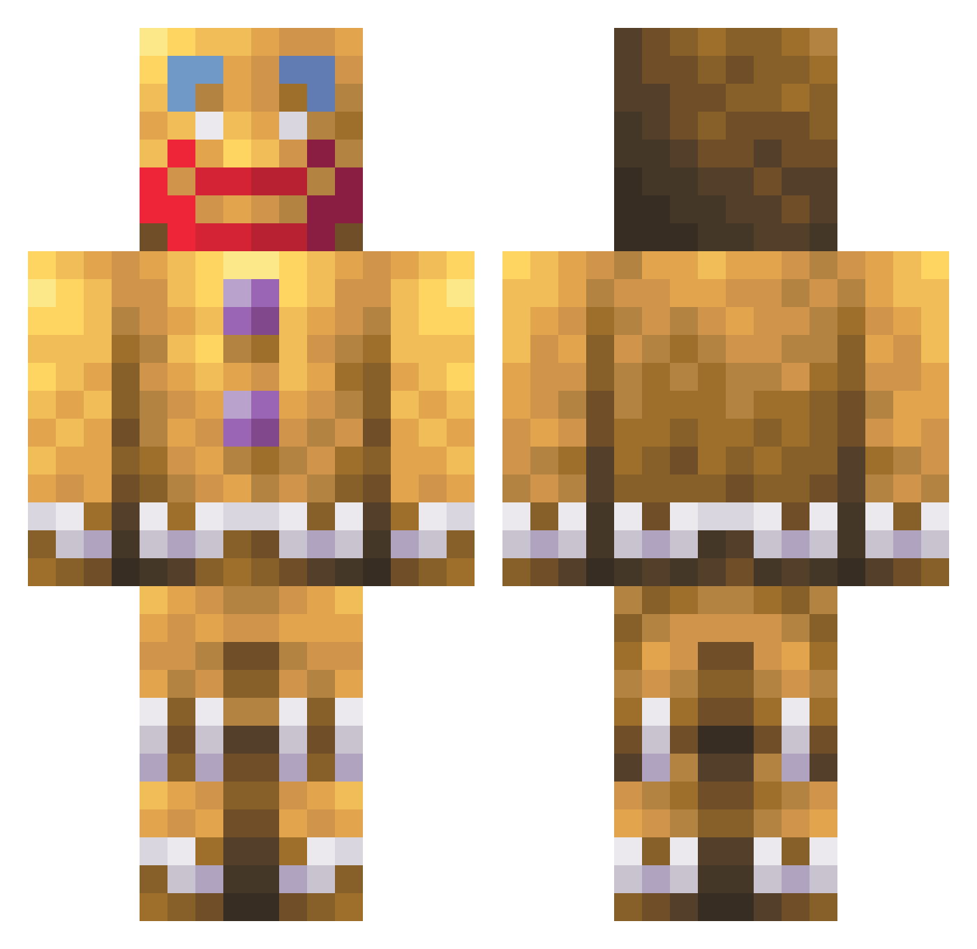 Sprxnk Minecraft skin, front and back view