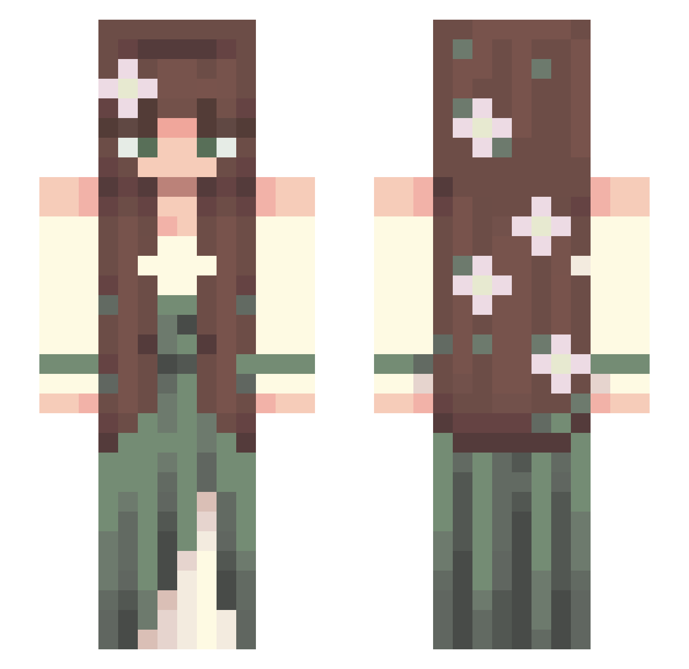 almandmilkie Minecraft skin, front and back view