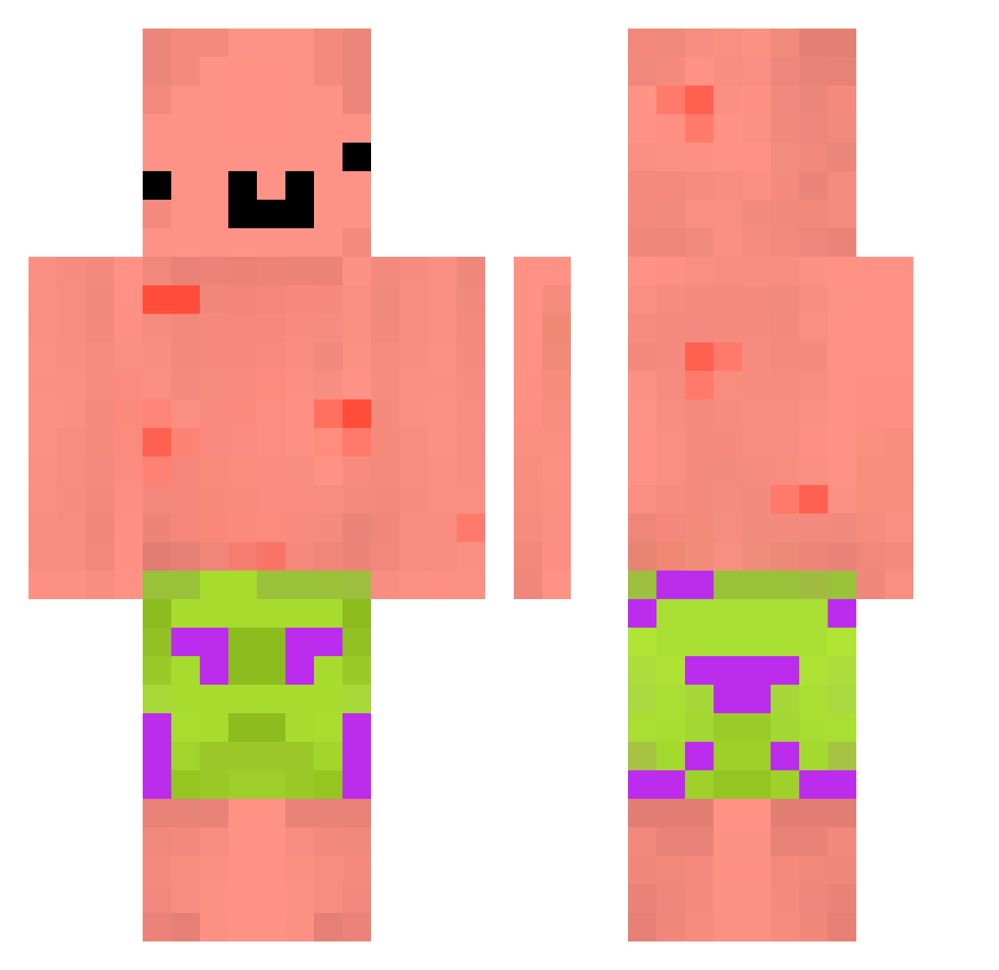 happysss Minecraft skin, front and back view