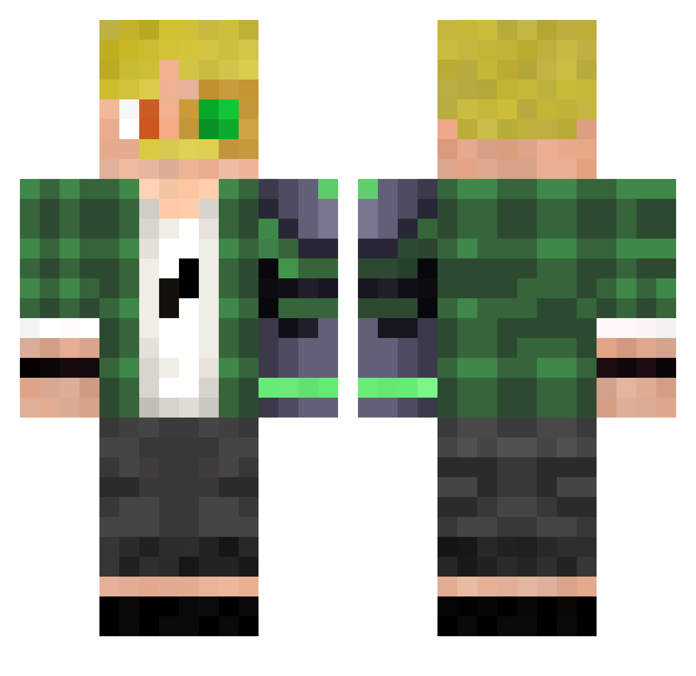 camouflageJoe Minecraft skin, front and back view
