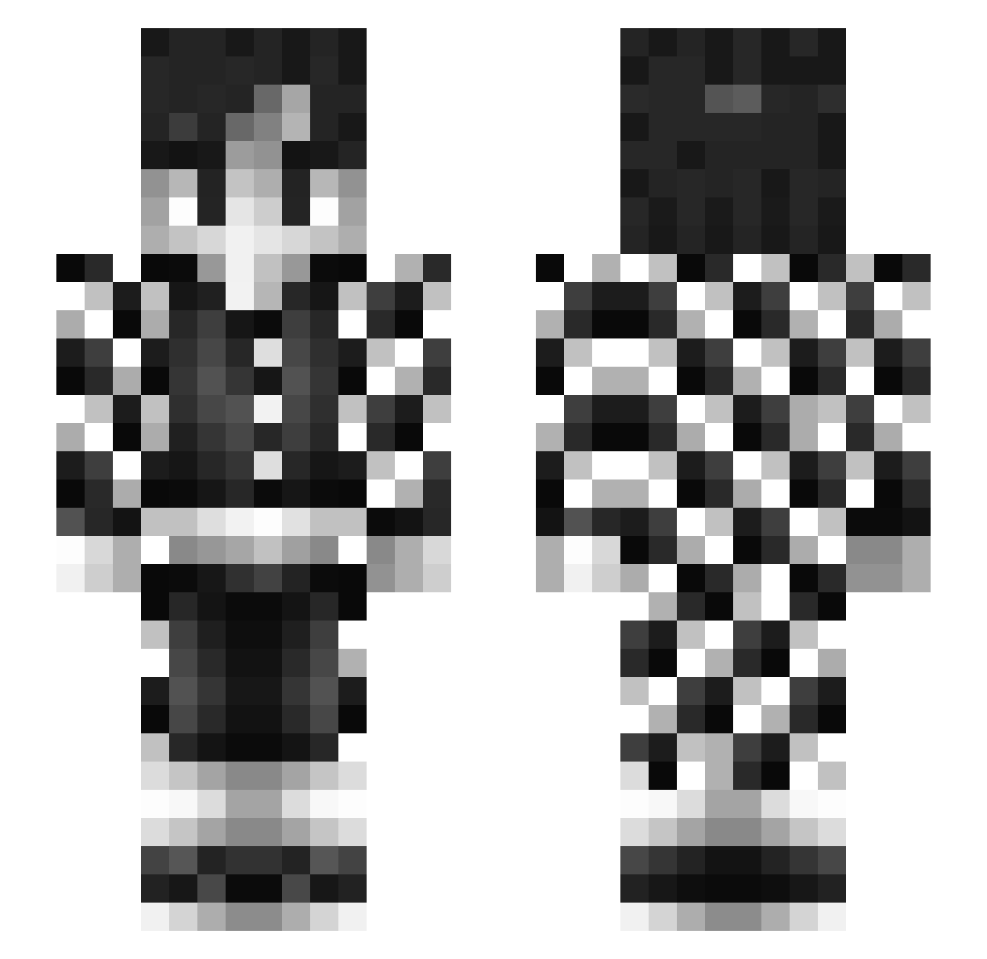 Jamaall Minecraft skin, front and back view