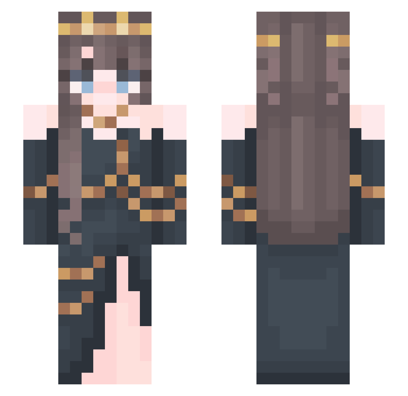 aStrayPig Minecraft skin, front and back view