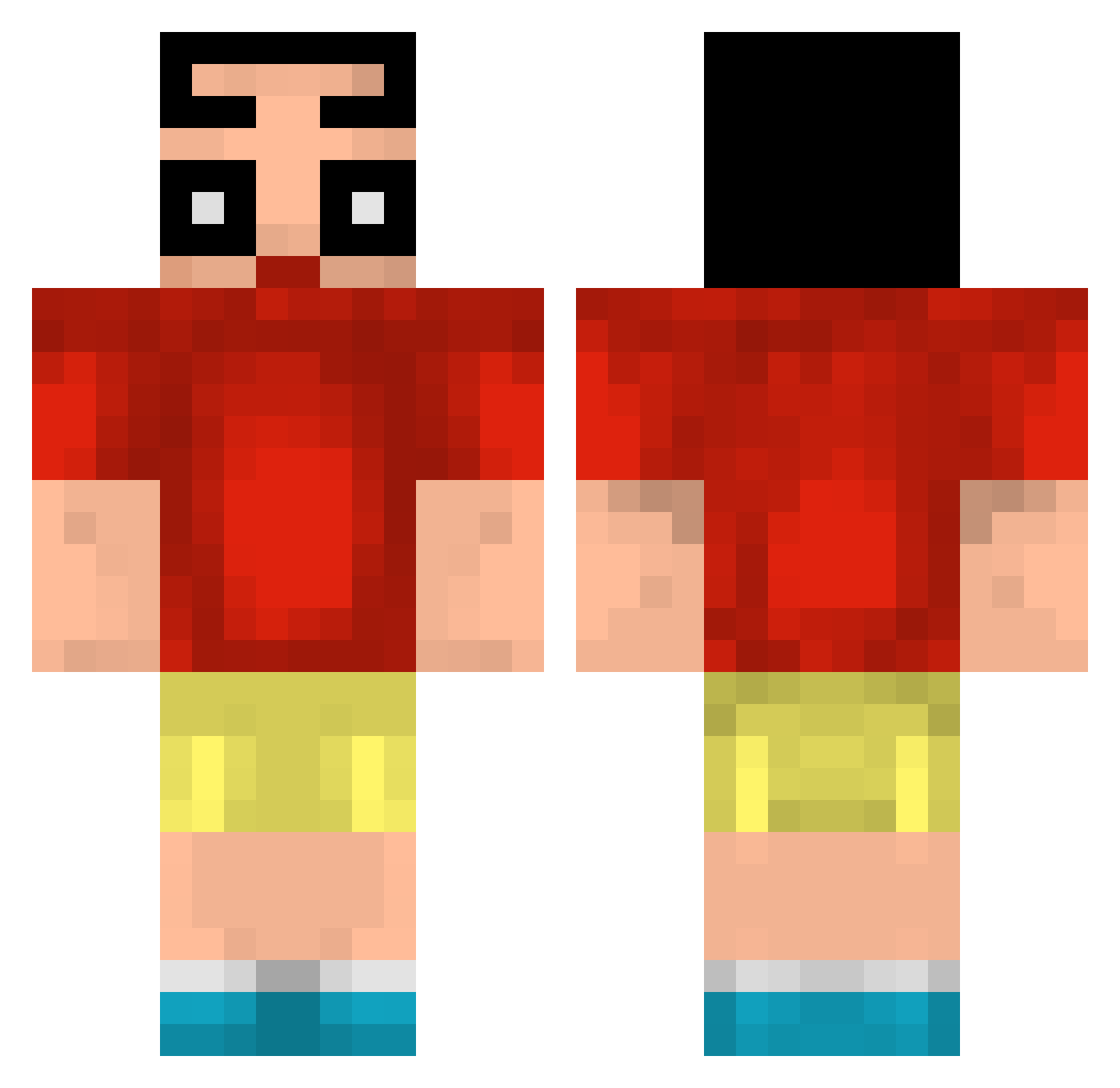 j3stin Minecraft skin, front and back view