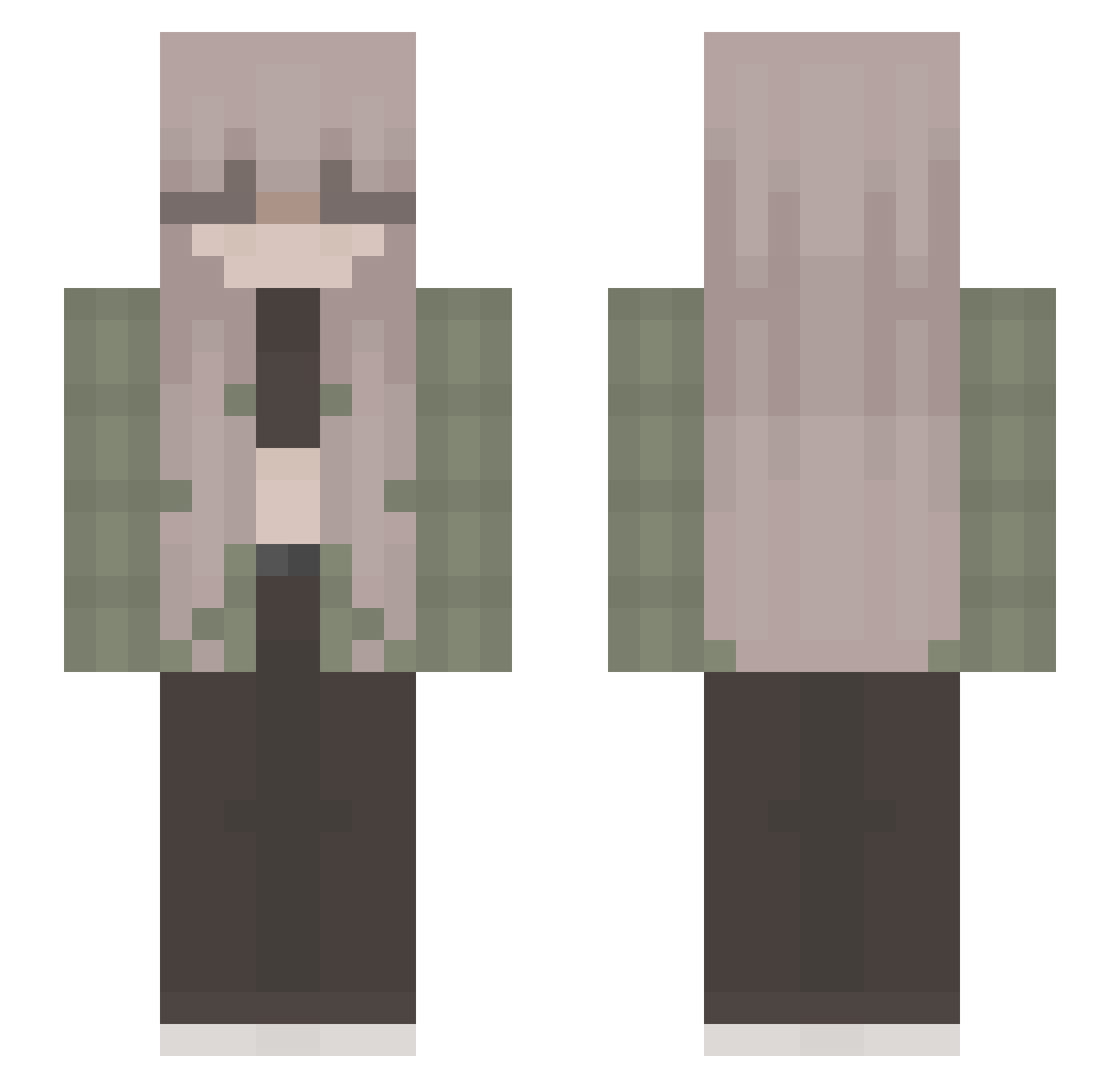 hearts4alanek Minecraft skin, front and back view