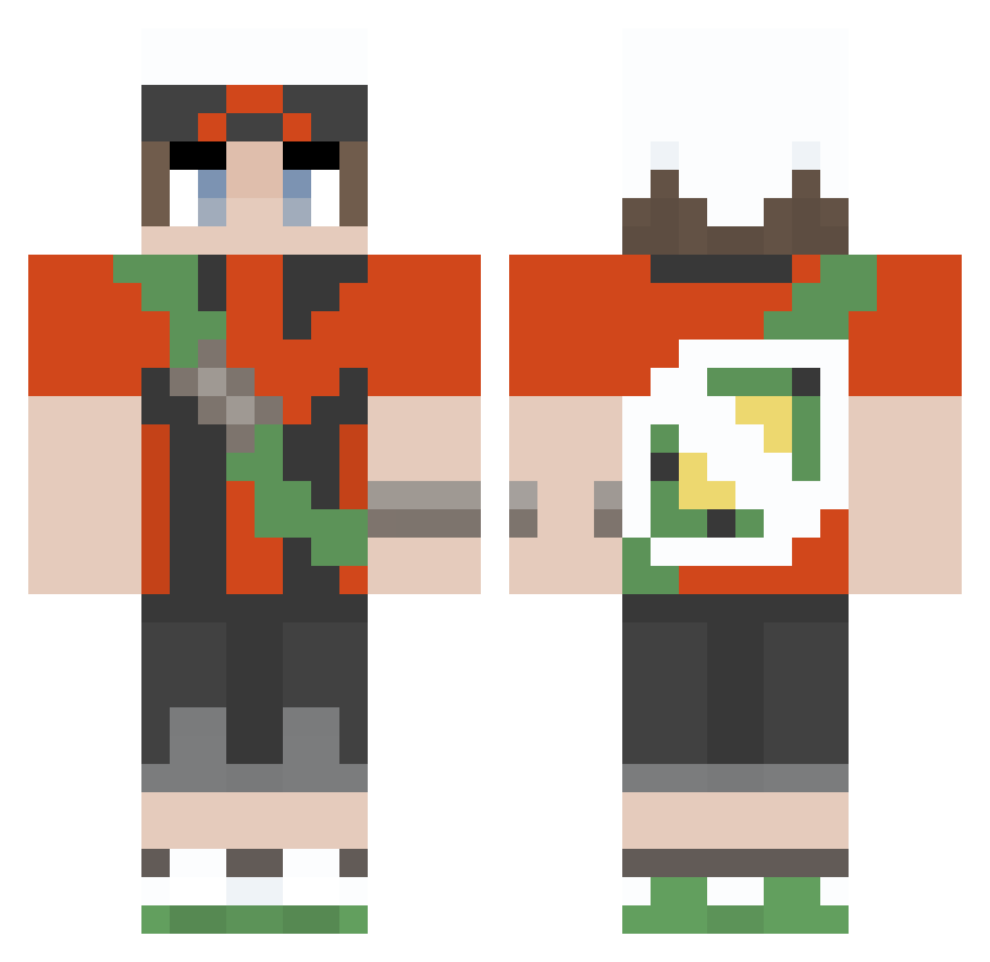 Npow123 Minecraft skin, front and back view