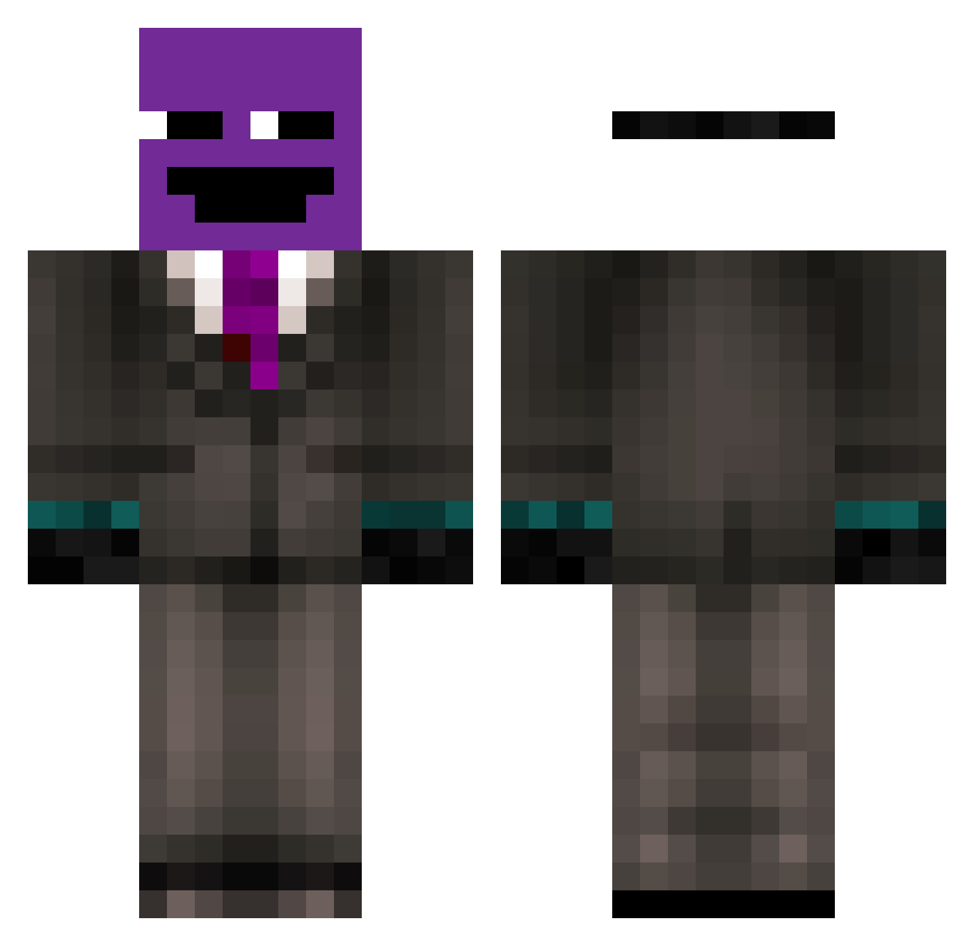 opened_ Minecraft skin, front and back view