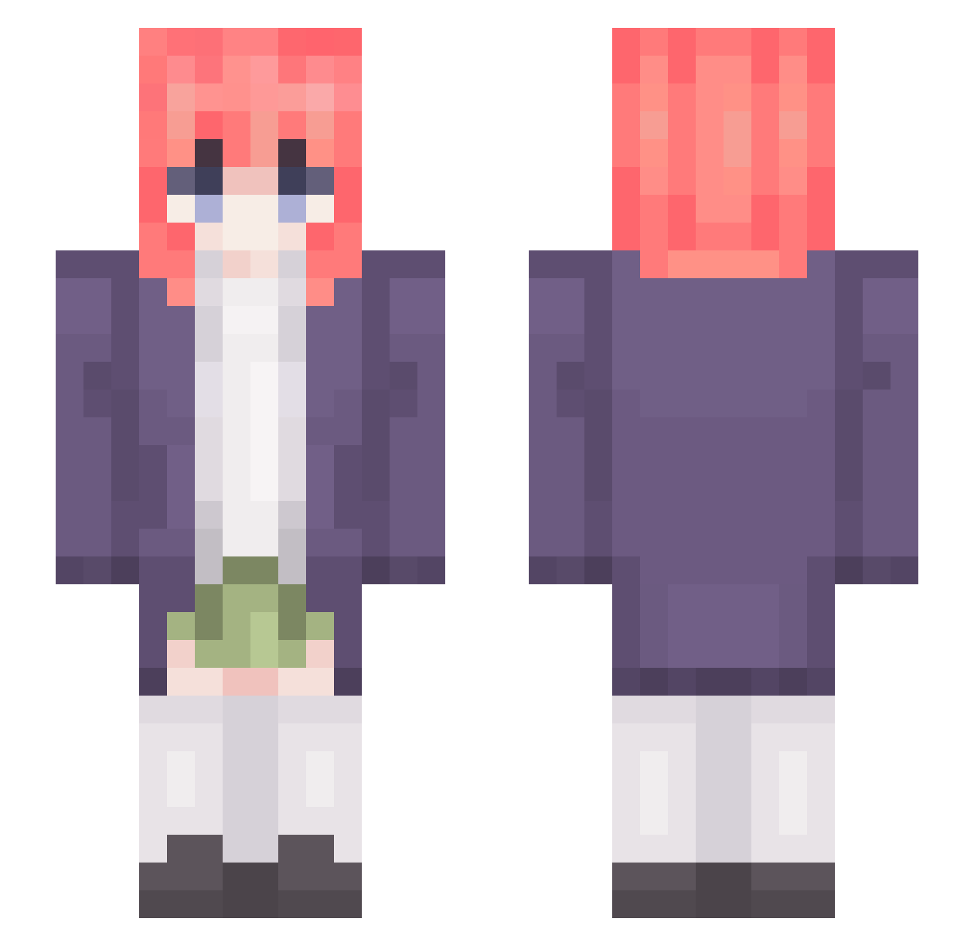 dogeperro Minecraft skin, front and back view