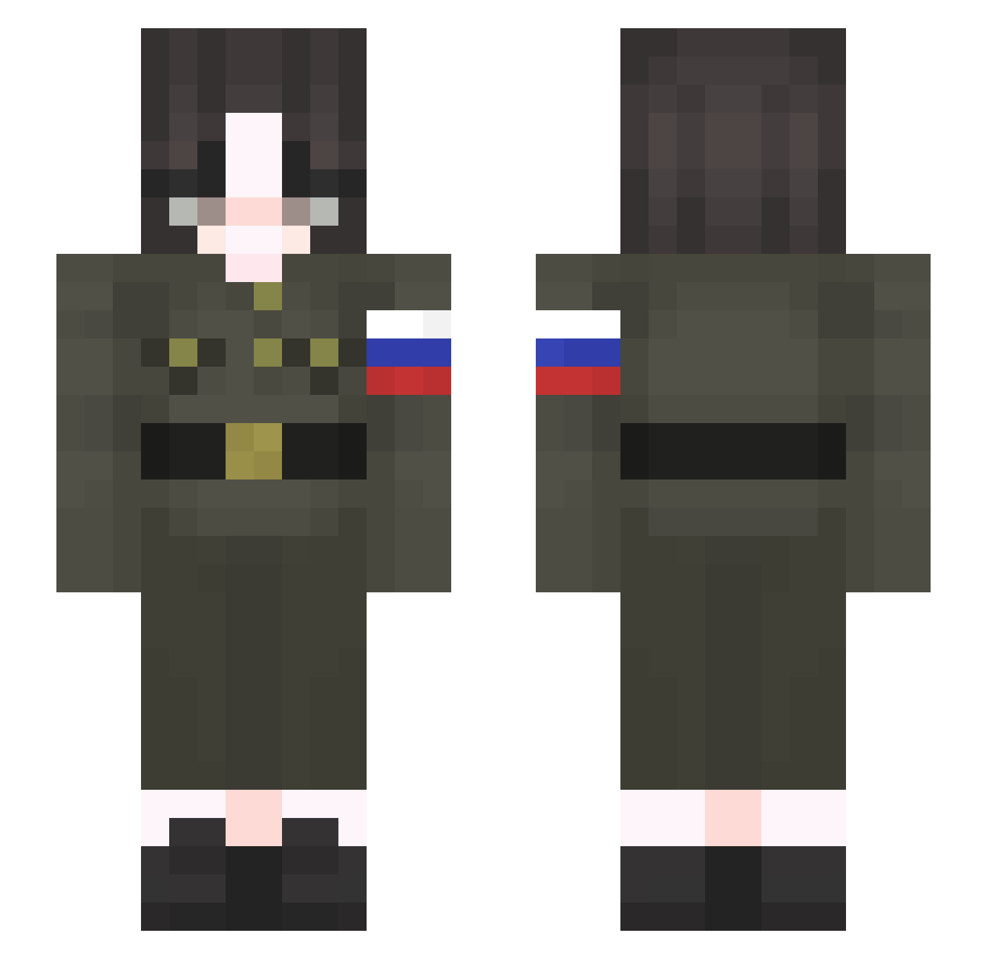 BloodTime Minecraft skin, front and back view