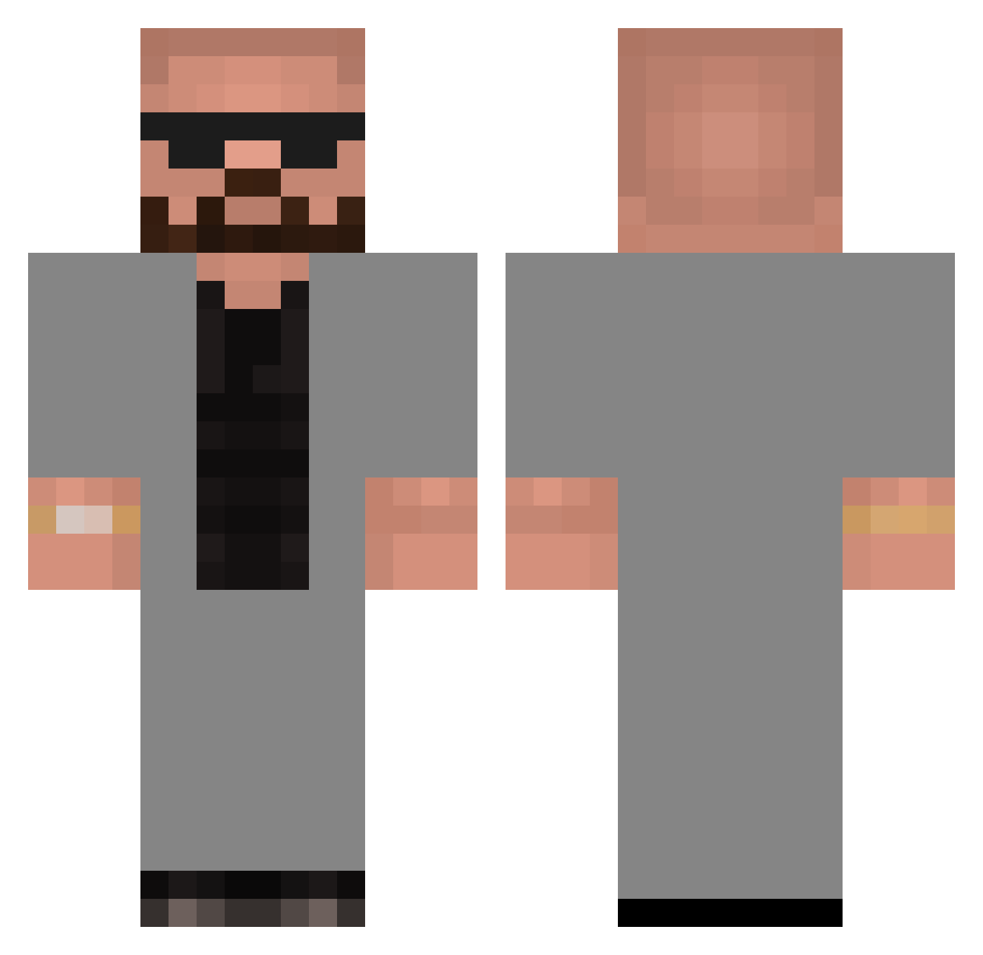 Cyberderchte Minecraft skin, front and back view