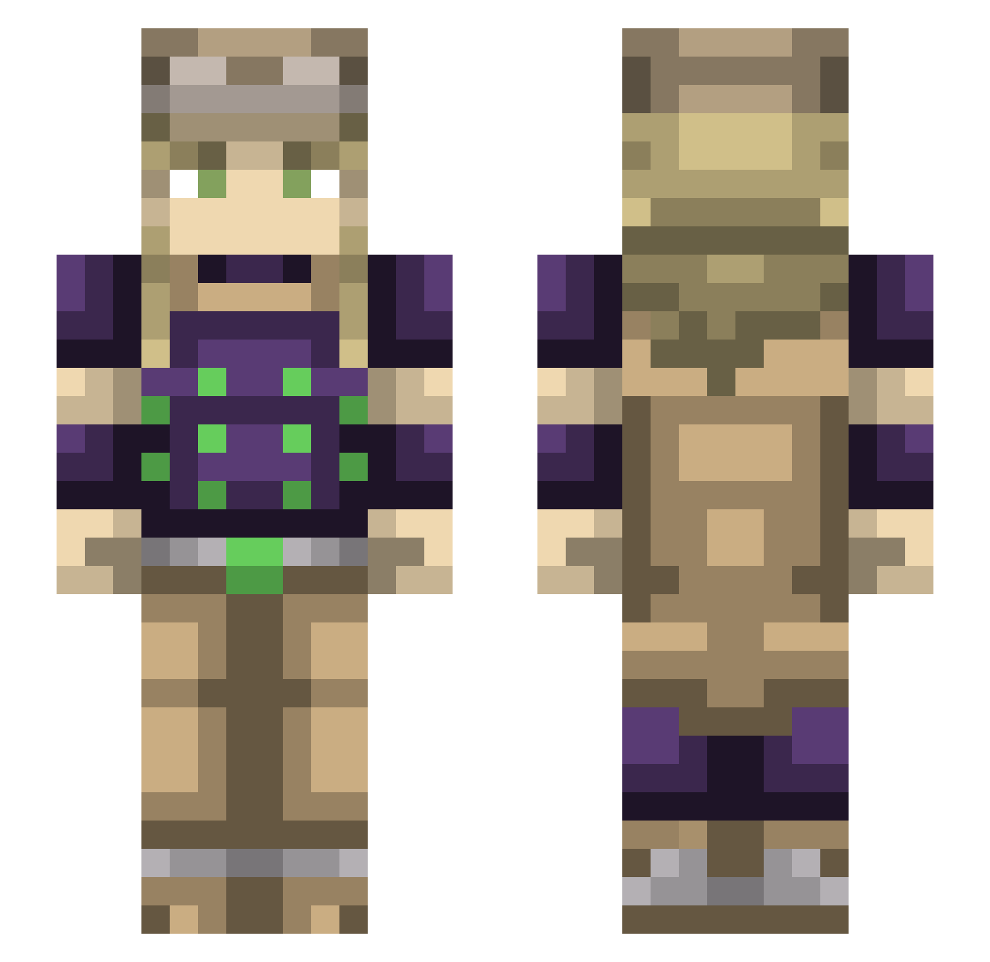 TheLostBicycle Minecraft skin, front and back view