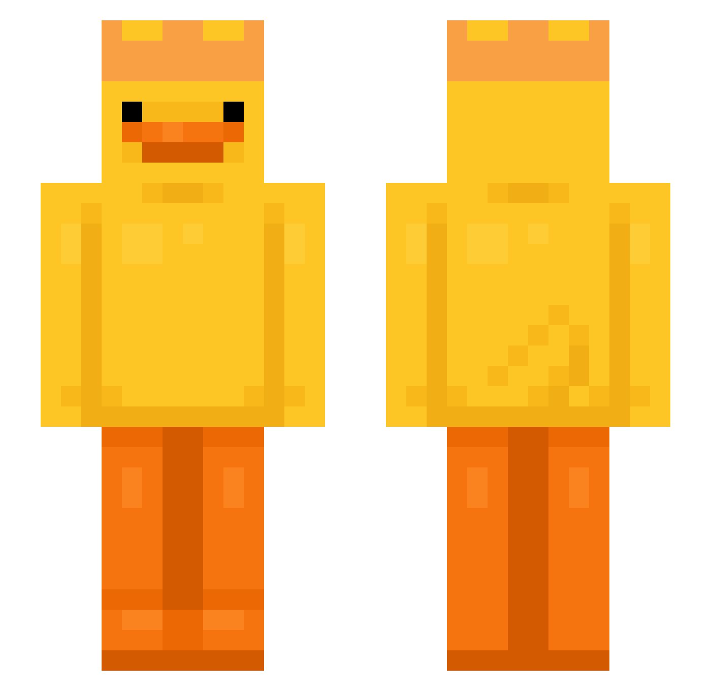 SkywiGOD Minecraft skin, front and back view