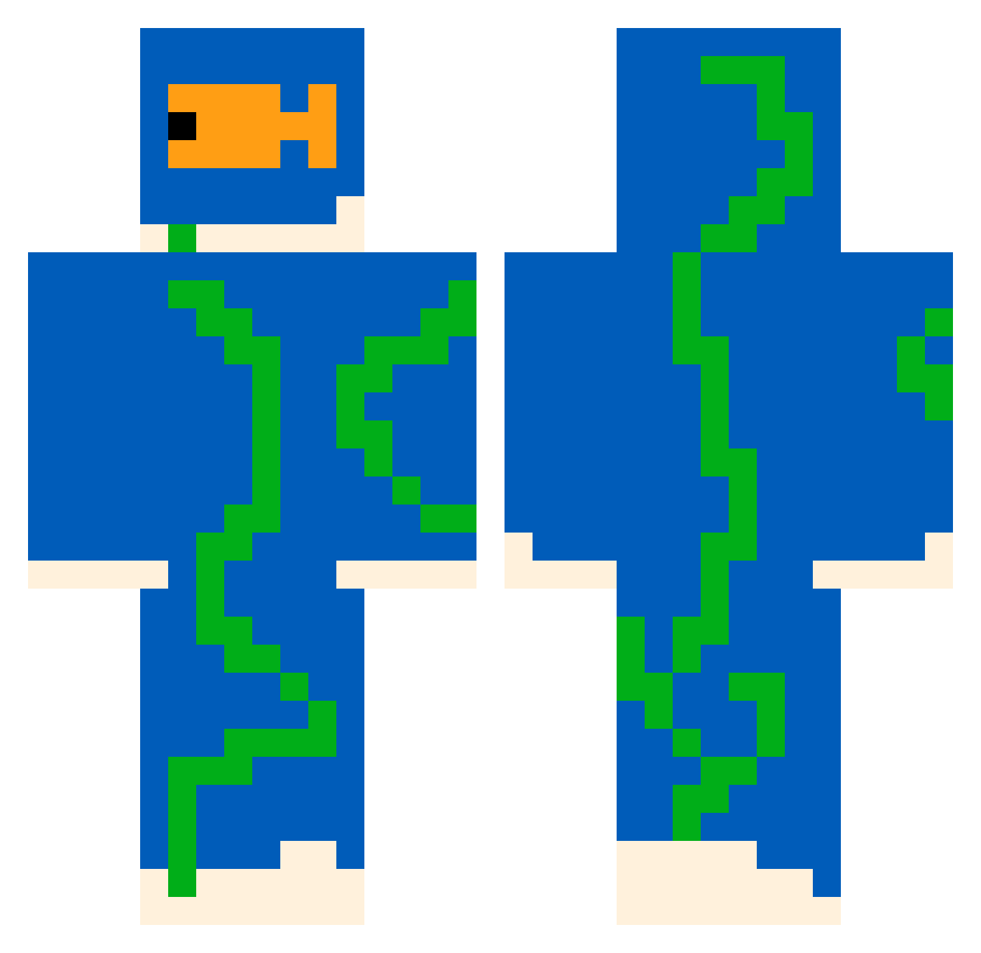 fish_sand Minecraft skin, front and back view
