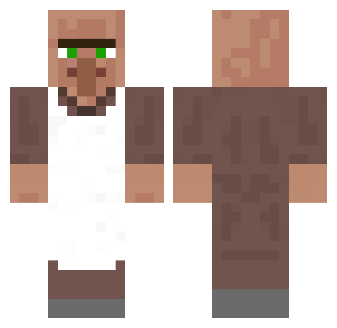 fracturedone Minecraft skin, front and back view