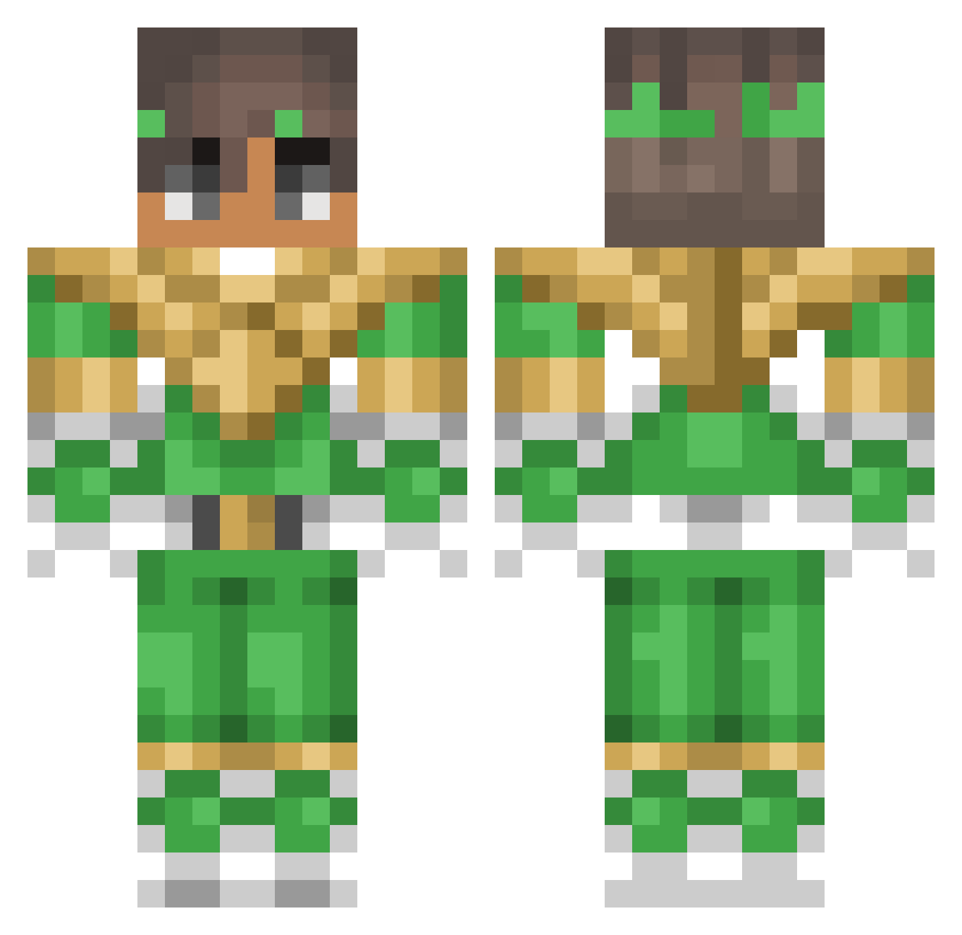 Dwarfiro Minecraft skin, front and back view