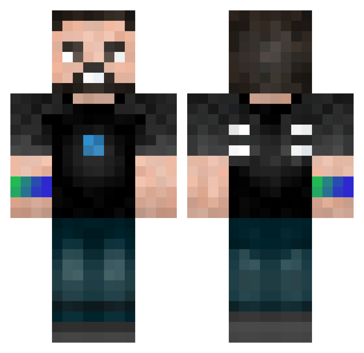 VengeuR35 Minecraft skin, front and back view
