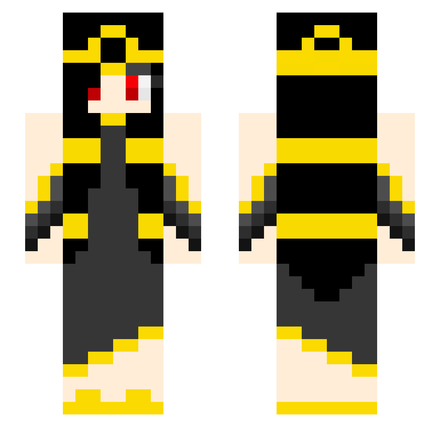 Acale Minecraft skin, front and back view