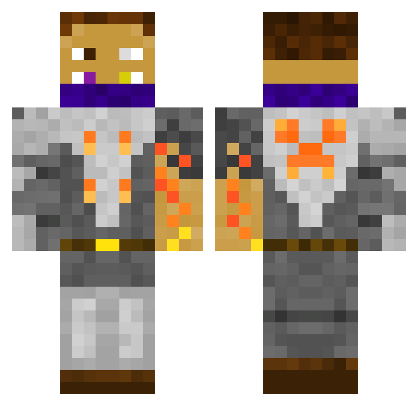 funnydag Minecraft skin, front and back view