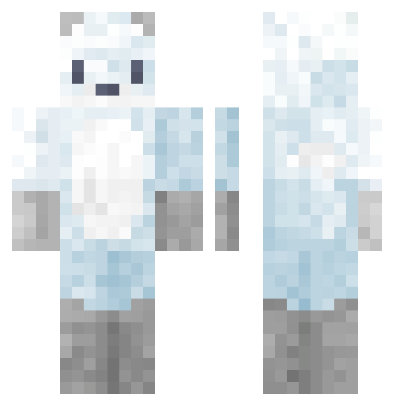 whiteyeou Minecraft skin, front and back view