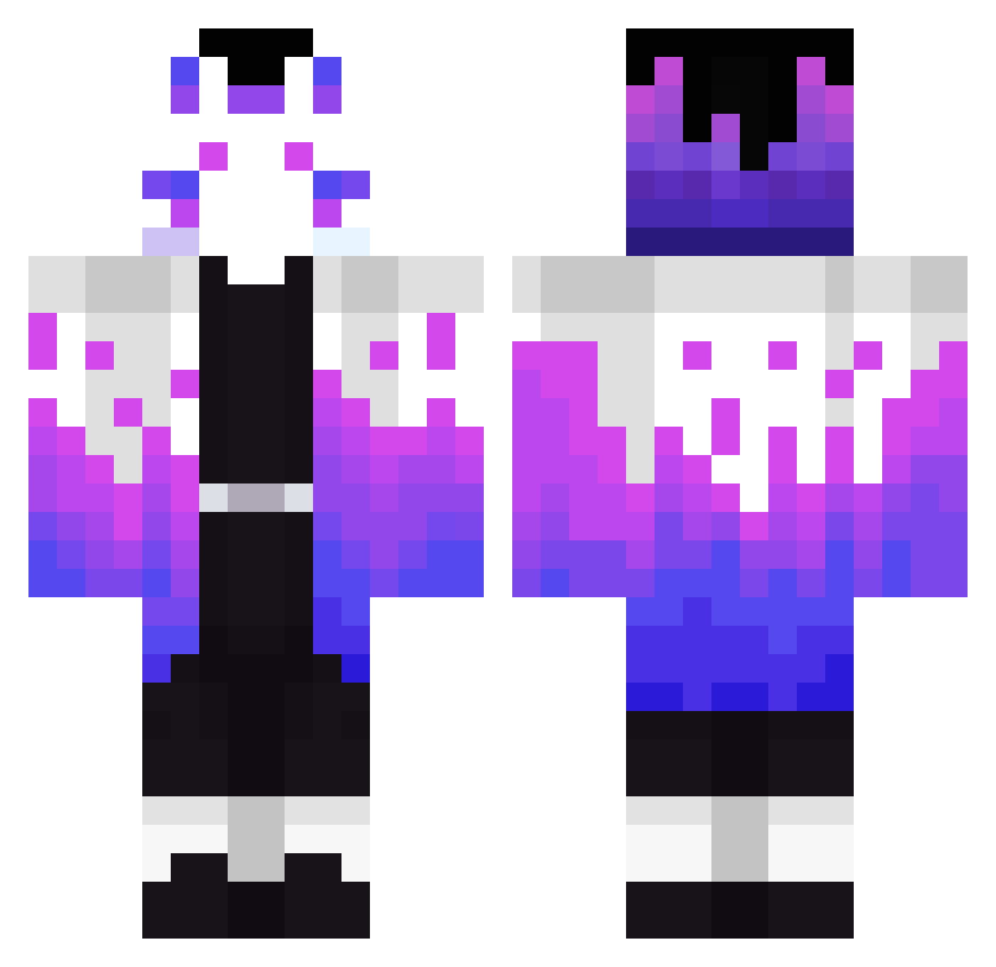 Lunatuga Minecraft skin, front and back view