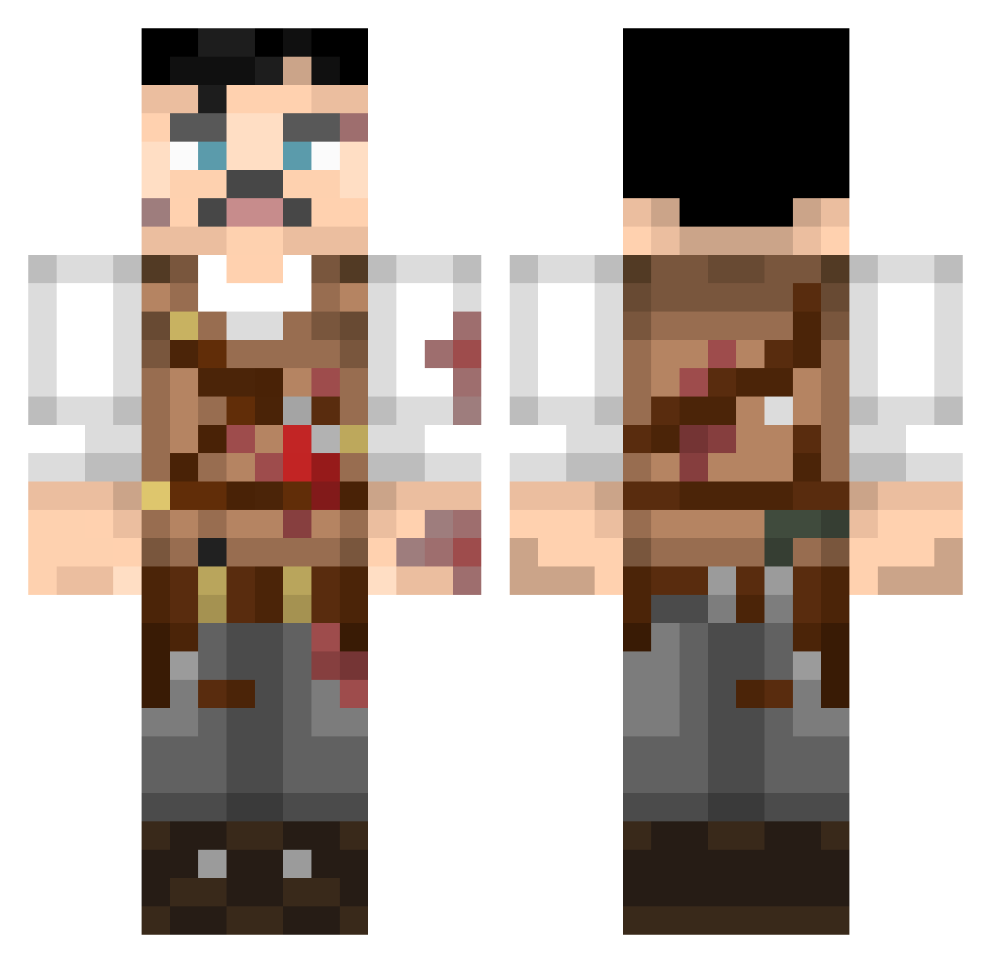 Glumpshire Minecraft skin, front and back view