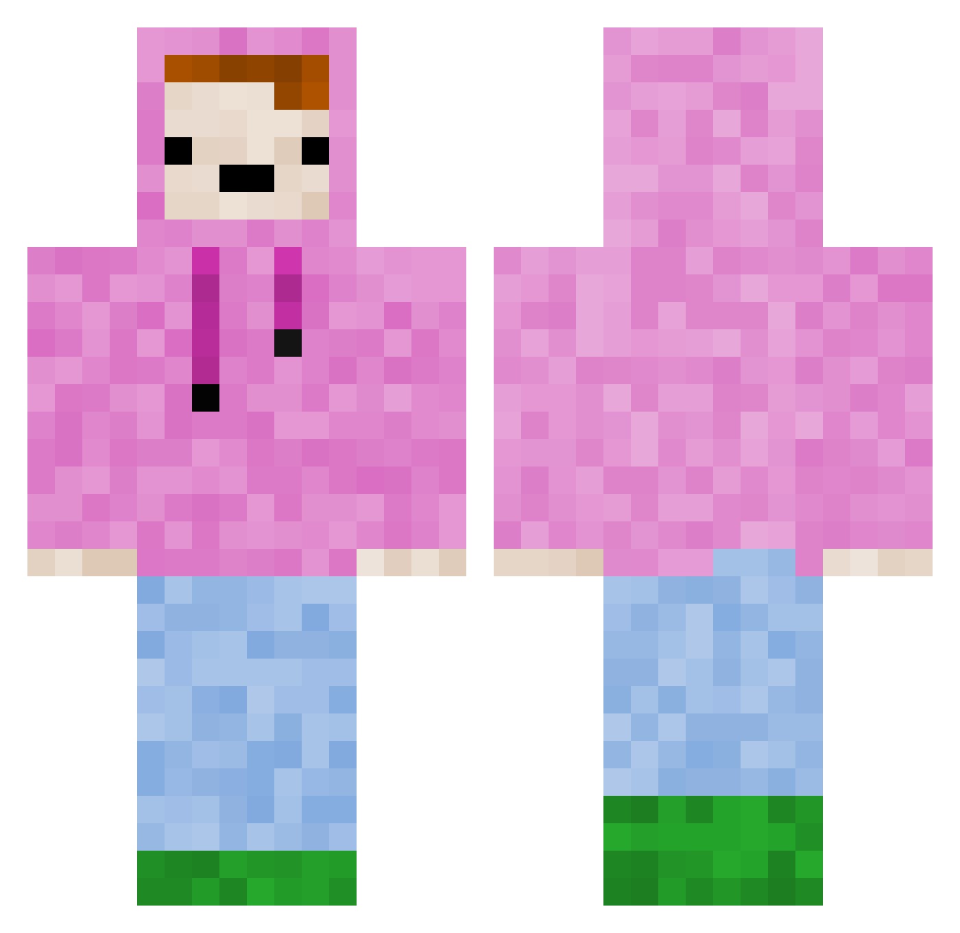 WinneWearsGlases Minecraft skin, front and back view