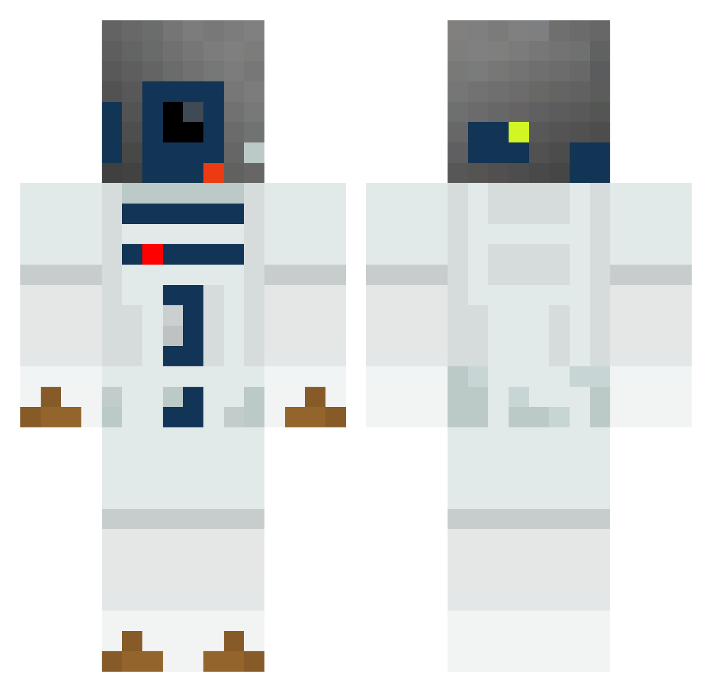 R2Droid2 Minecraft skin, front and back view