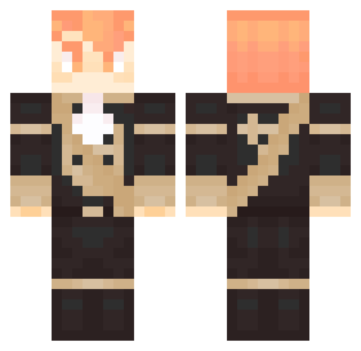 LethirosGaming Minecraft skin, front and back view