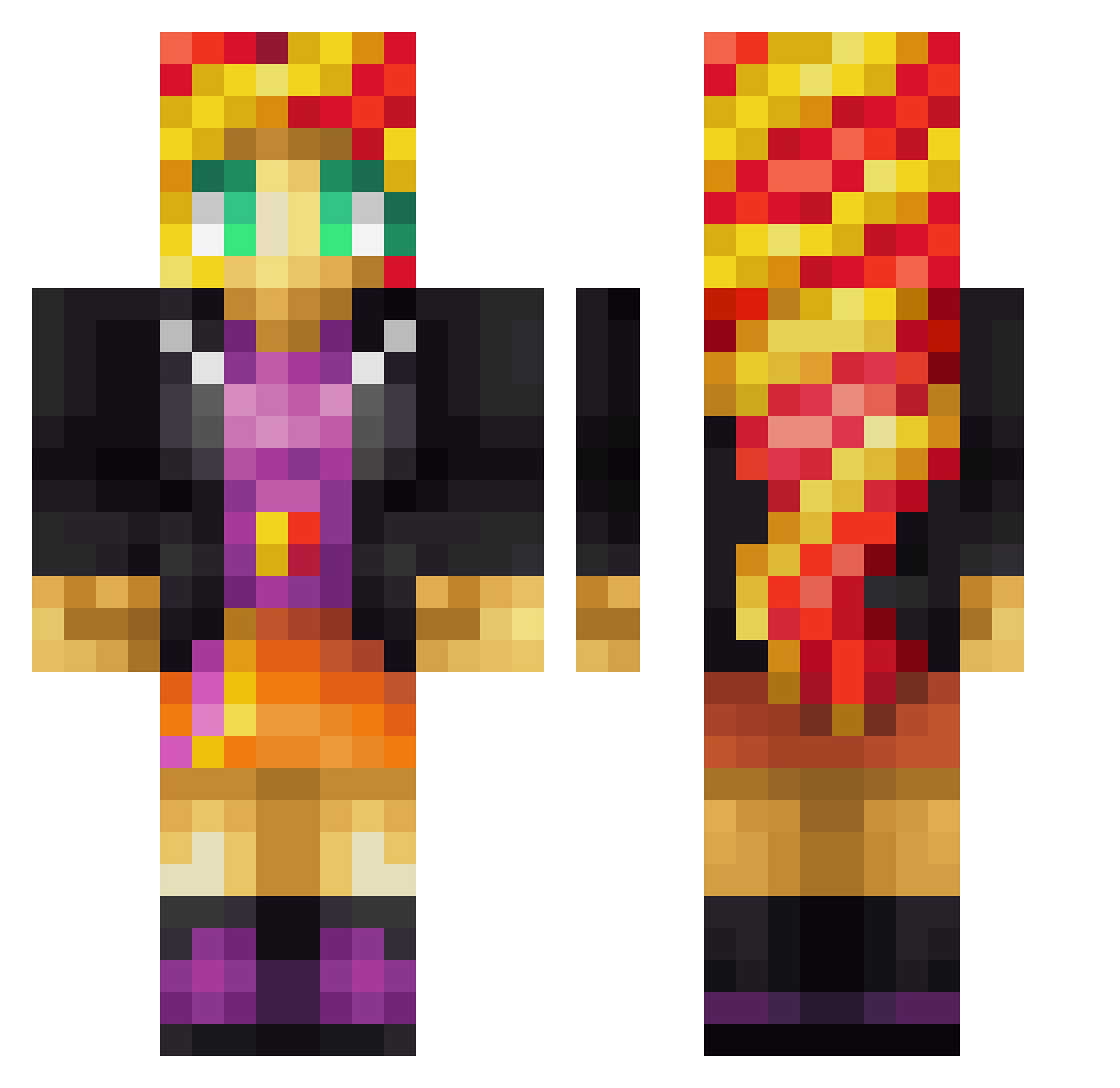 NobaraSP Minecraft skin, front and back view