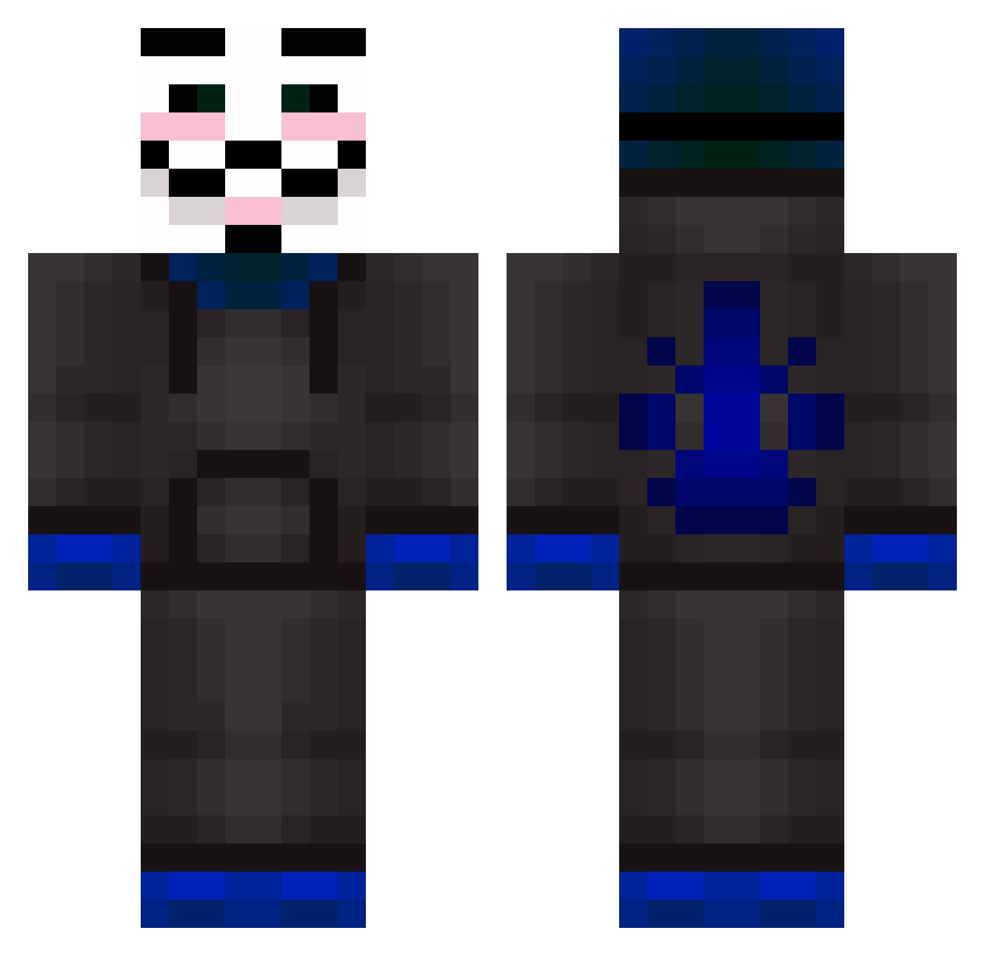 Ludicrosity Minecraft skin, front and back view