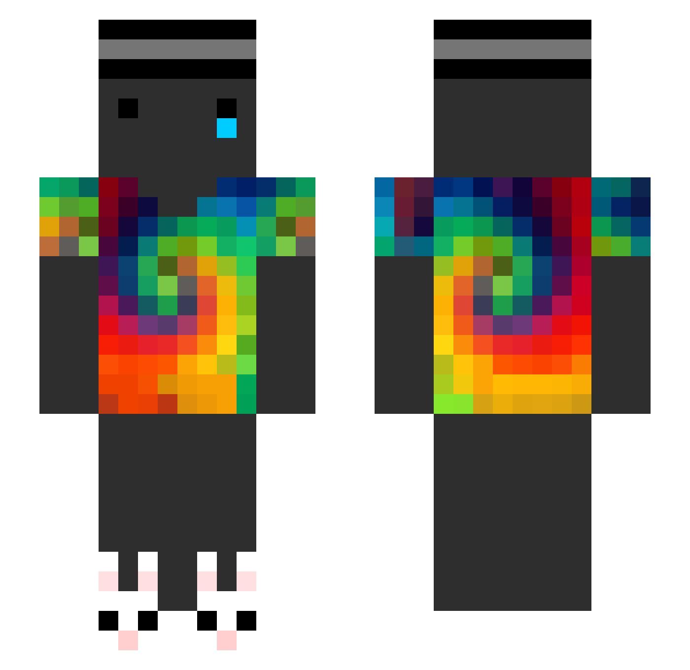 Nzowl Minecraft skin, front and back view