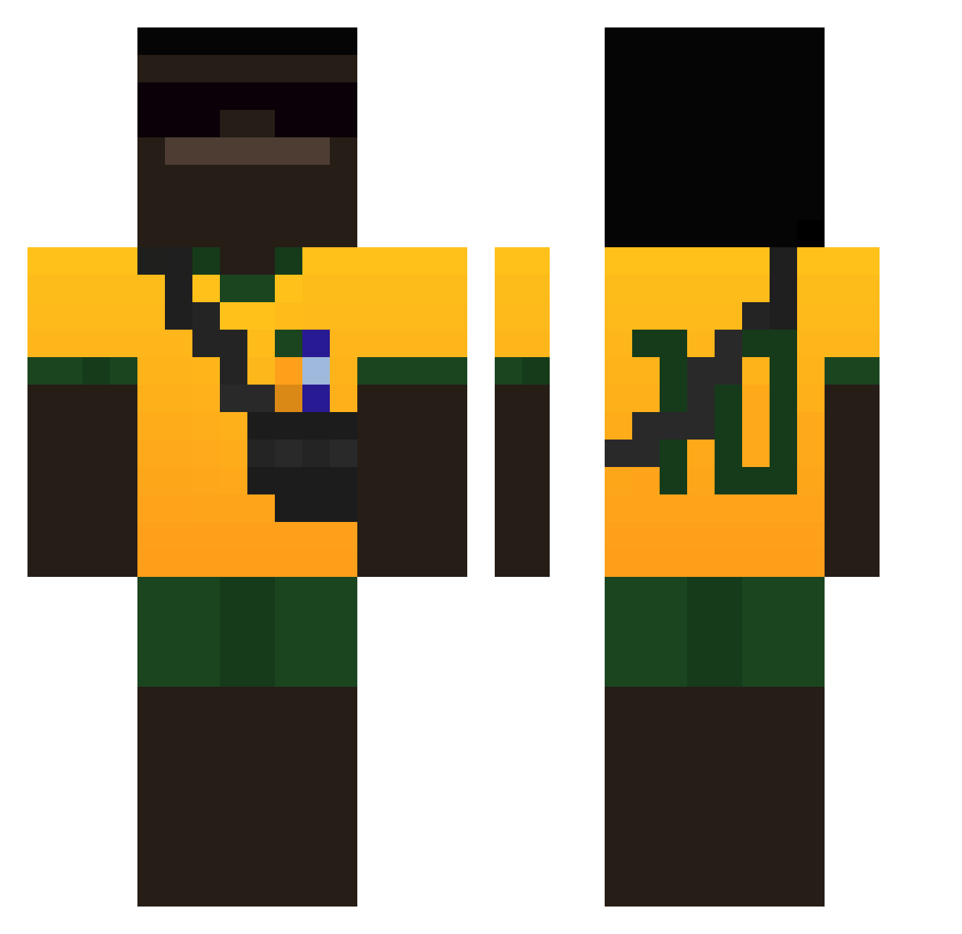 alemixHD Minecraft skin, front and back view