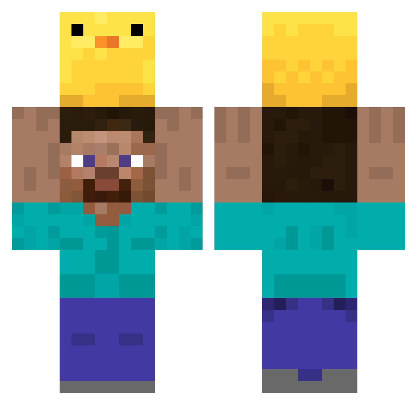 MrMogang Minecraft skin, front and back view