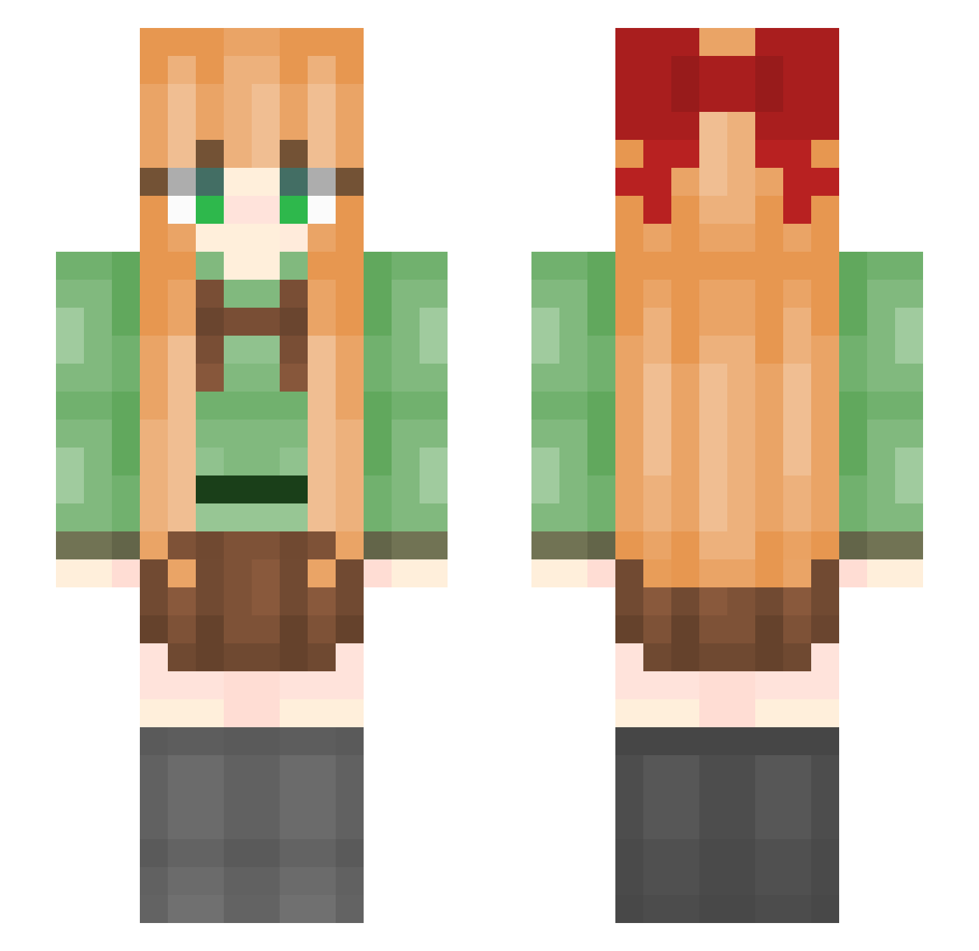 knigheing Minecraft skin, front and back view