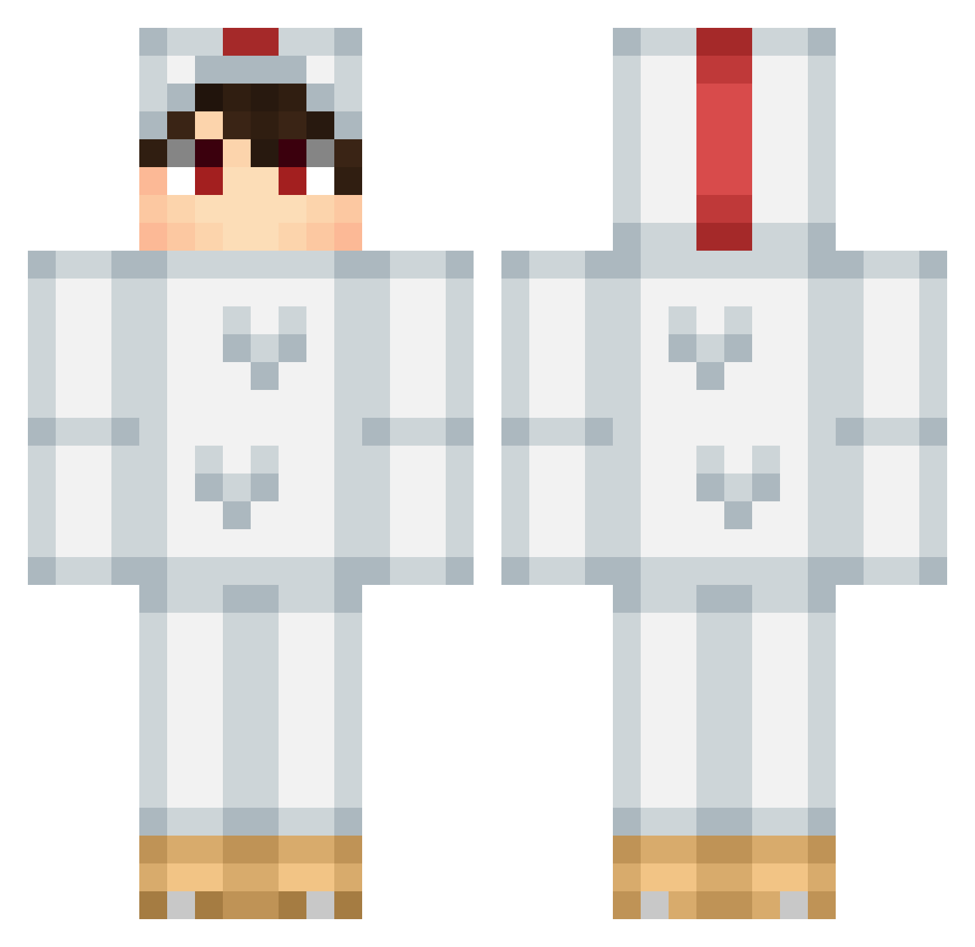 Hellkey Minecraft skin, front and back view