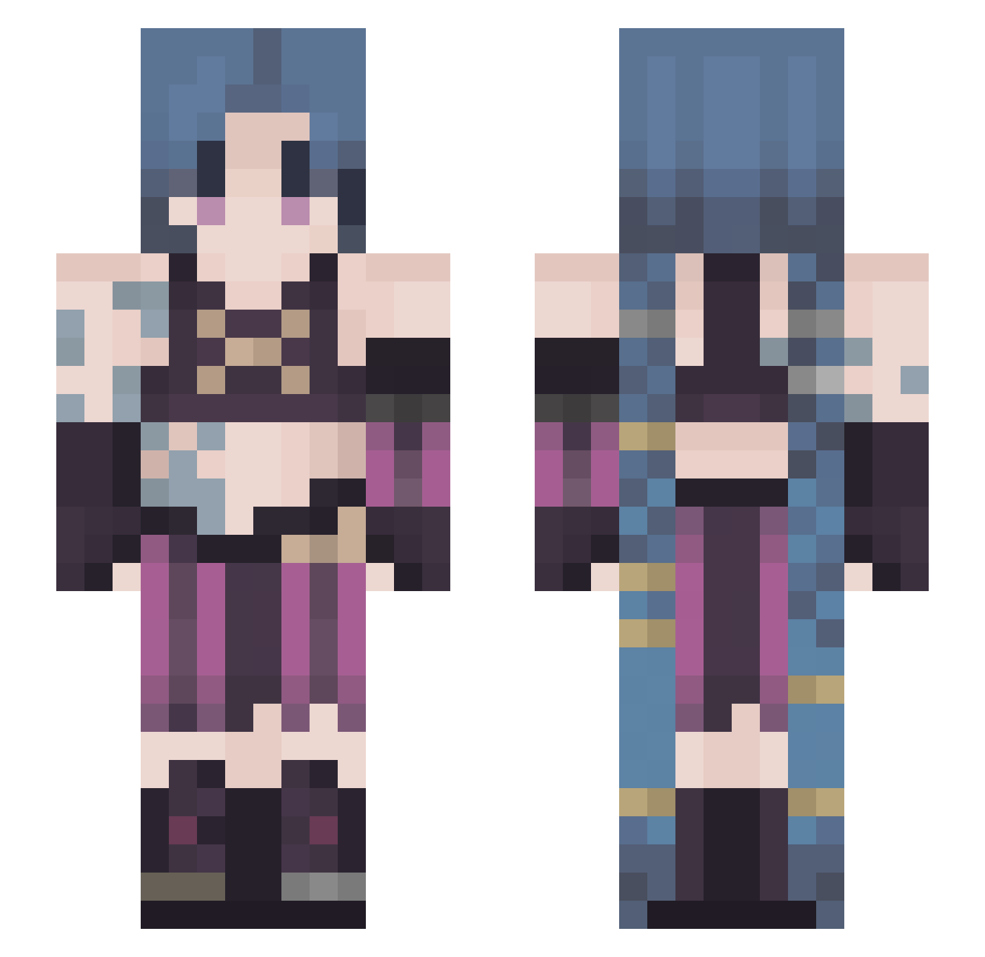 qShelled Minecraft skin, front and back view