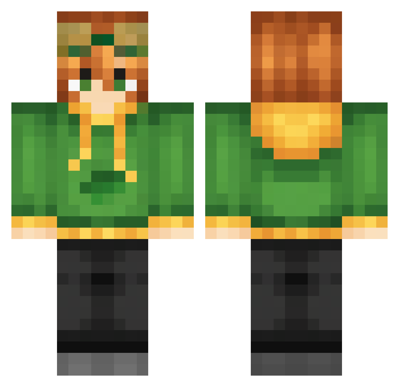 yukiime Minecraft skin, front and back view