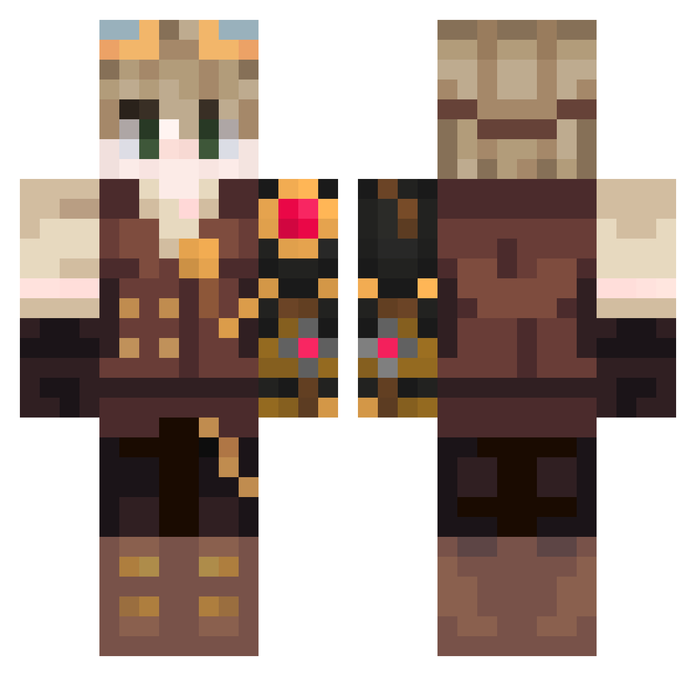 Wantenure36 Minecraft skin, front and back view