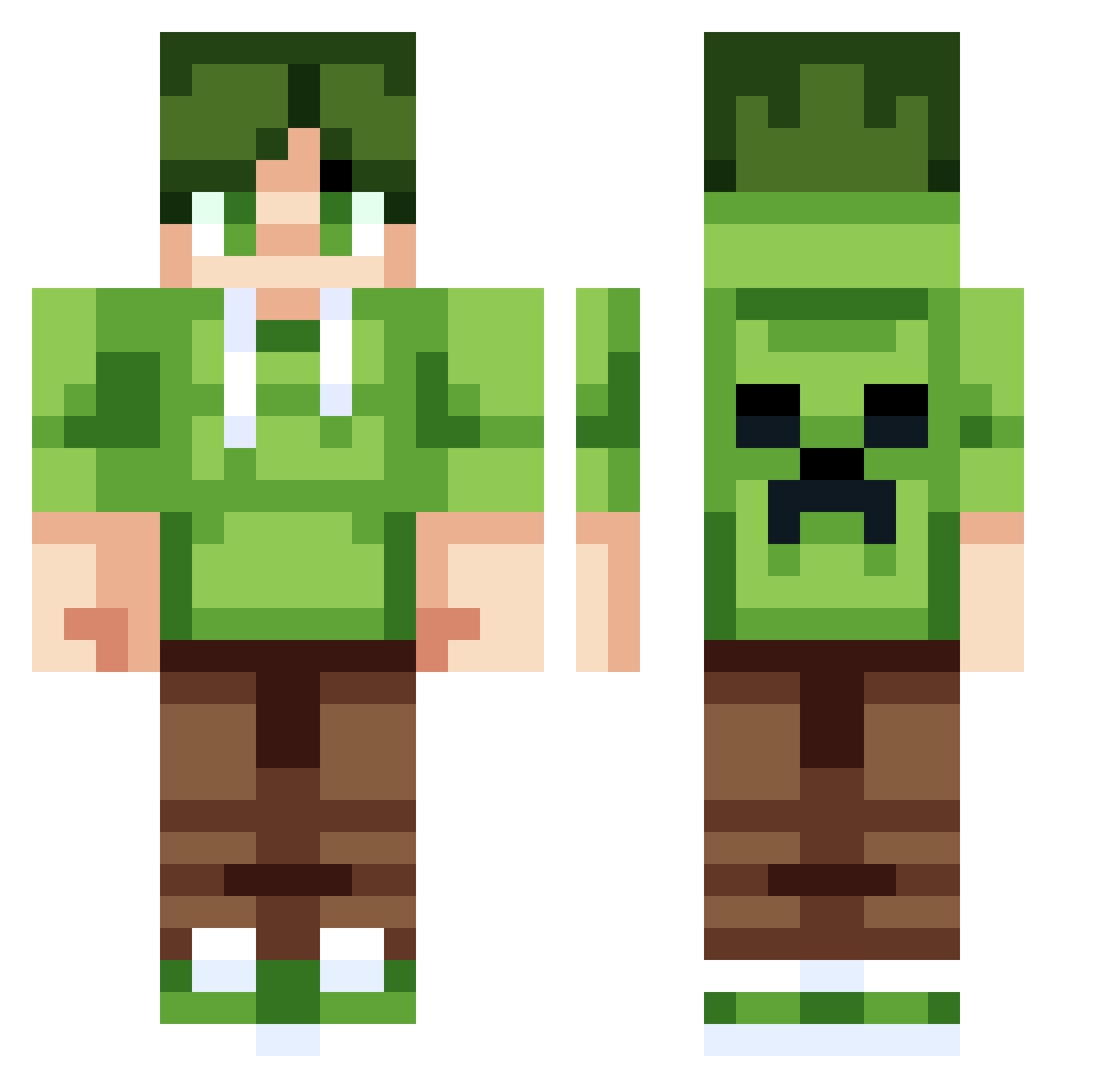 GreenHeroJack99 Minecraft skin, front and back view