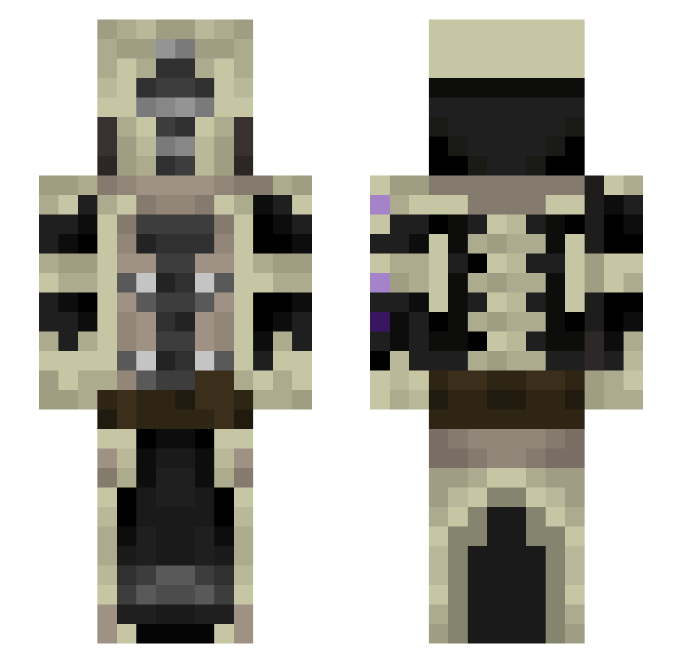 Vikzio Minecraft skin, front and back view