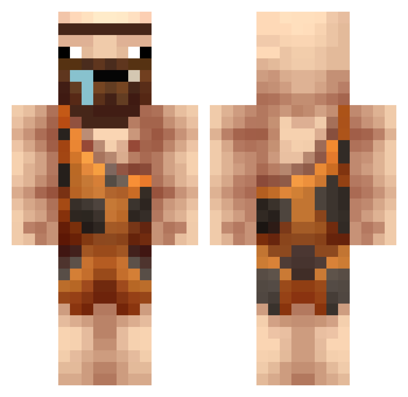 BeconeCrafter Minecraft skin, front and back view