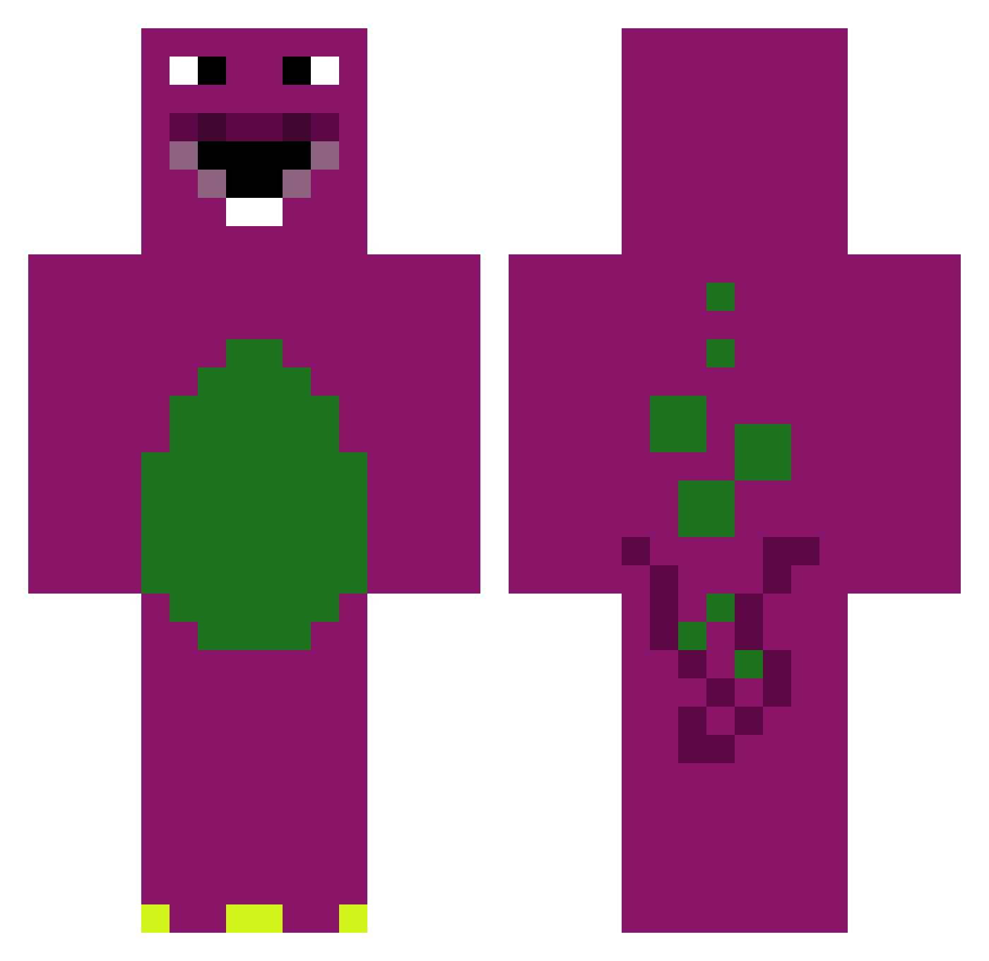 poopyBOG Minecraft skin, front and back view