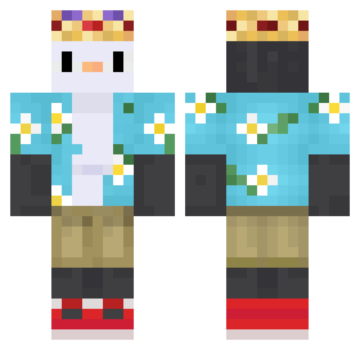 MrPiinknose Minecraft skin, front and back view